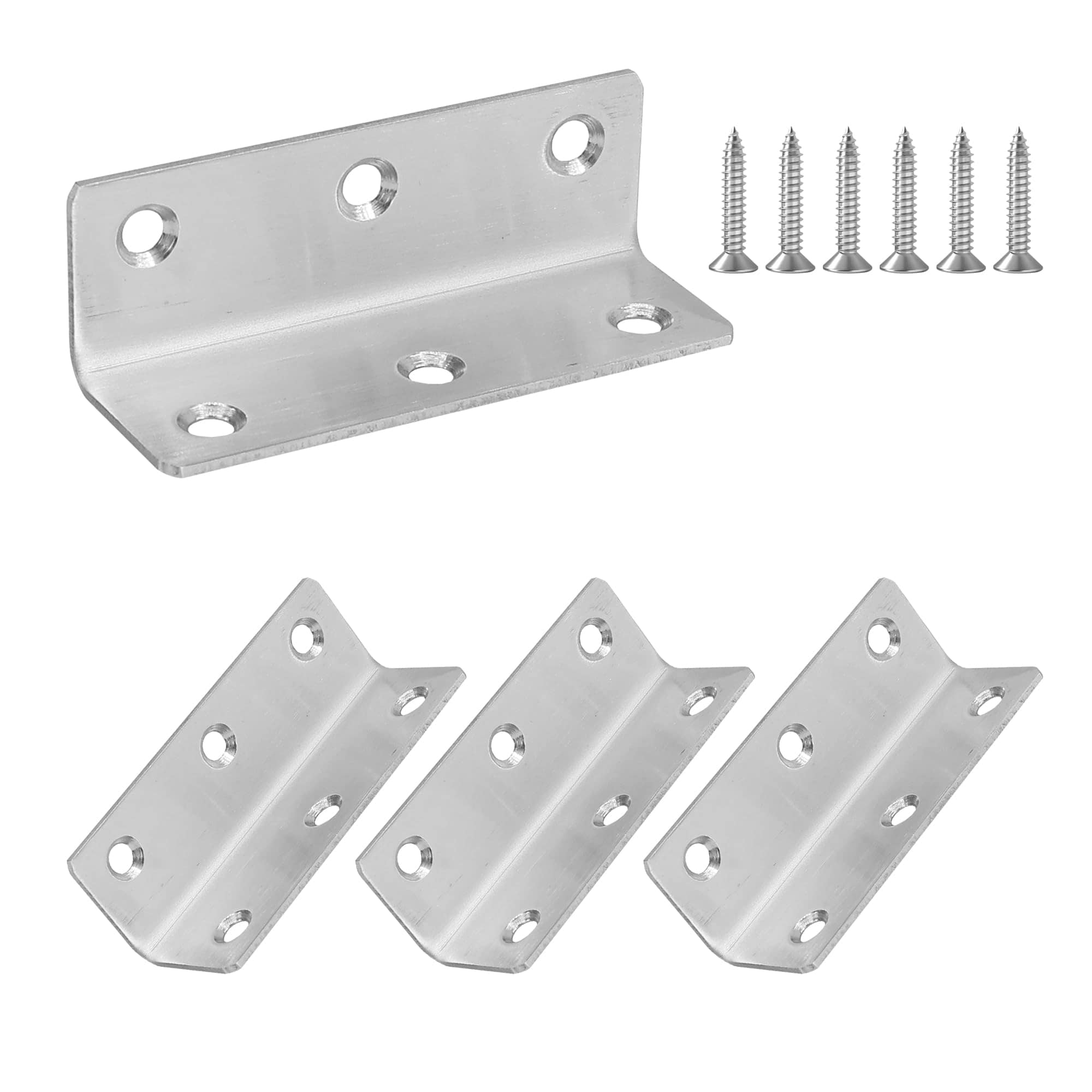 Etokfoks  3 2 in Stainless Steel Corner Brace Heavy Duty L Bracket Polished Finish Rustproof Screws Flush 4 Pack