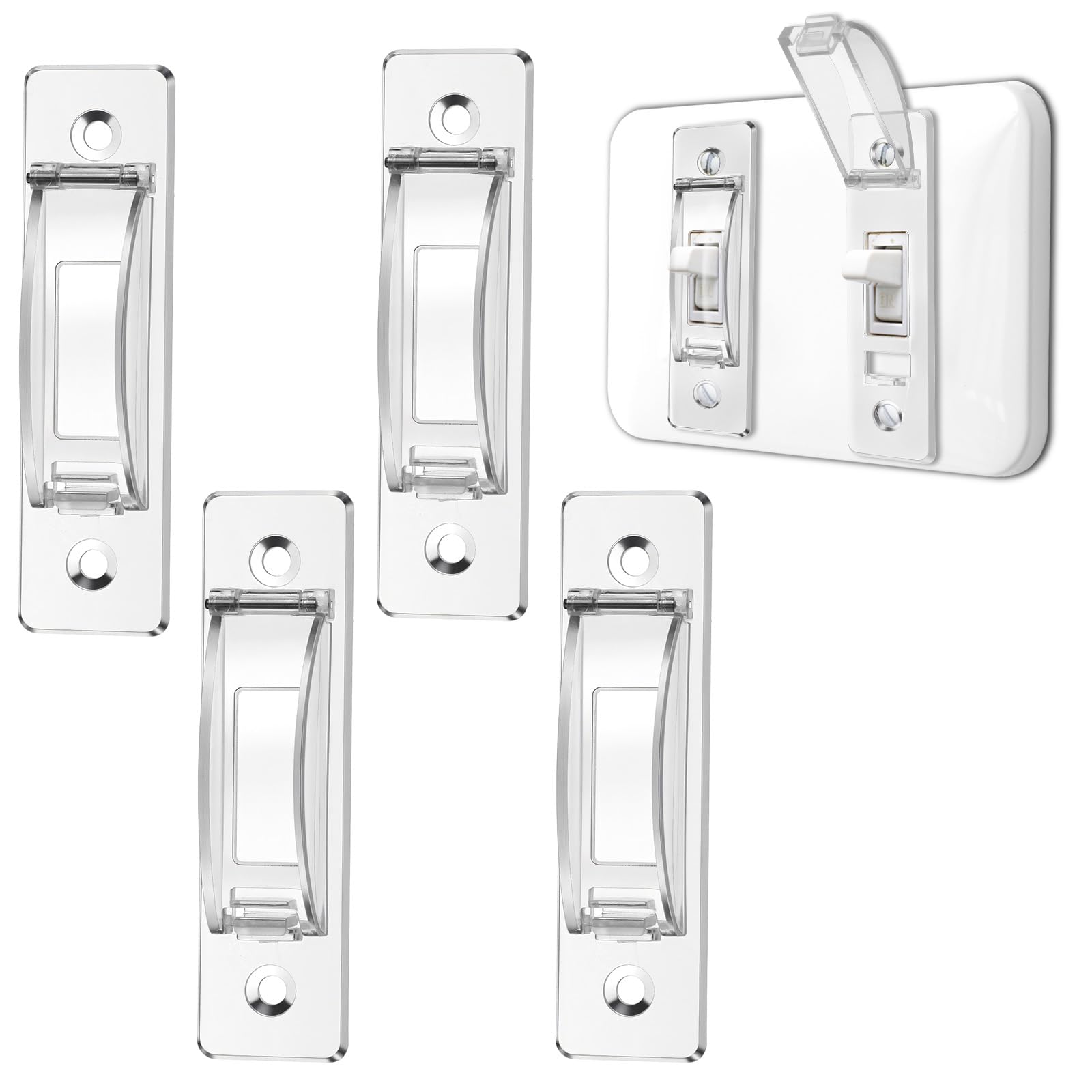Etokfoks  Wall Switch Guard Clear Plastic Toggle Style Light Switch Cover Plate Guard Tamper Resistant 4 Pack