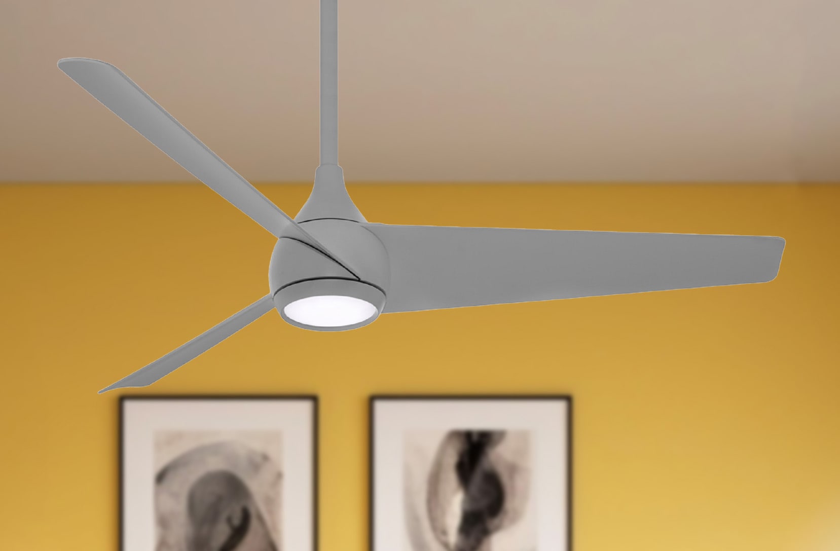 Minka Aire Twist 52-in Flat White Integrated LED Indoor Smart Ceiling Fan with Light and Remote (3-Blade) F678L-WHF Sansujyuku sansujyuku.com