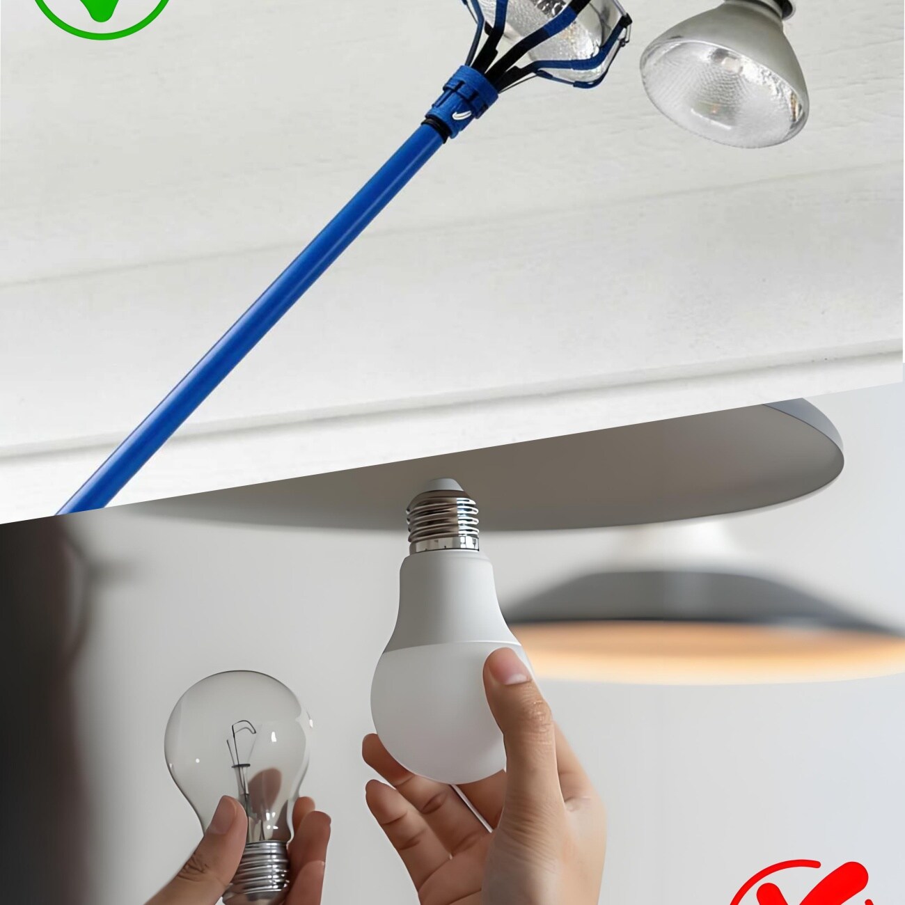 Vkoiyg -  Bulb Changer Kit with 11 FT Pole Lightweight High Ceiling Bulb Remover Tool Dual Grippe...
