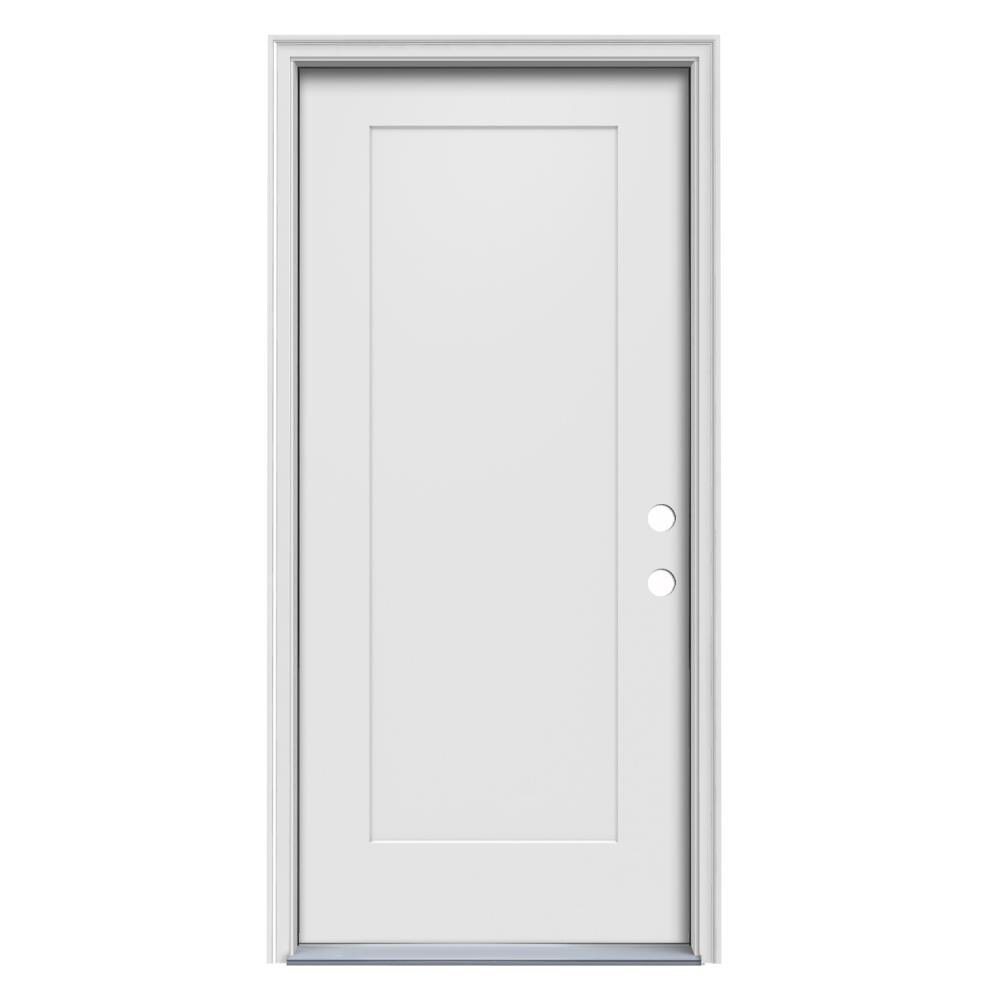 JELD-WEN JW227500004 36-in x 80-in x 4-9/16-in Steel No glass Left-hand inswing Primed Prehung Front Door with Brickmould Insulating core