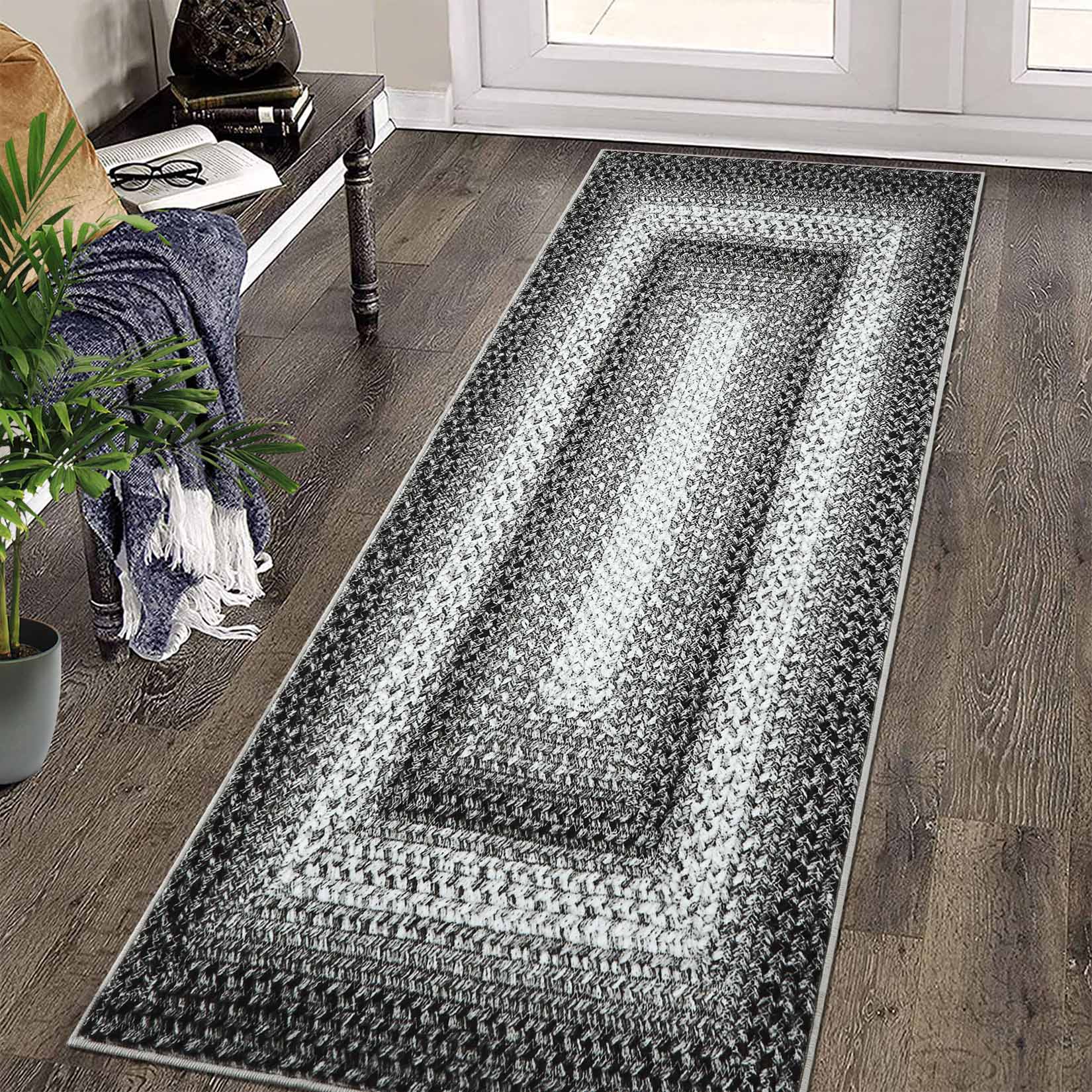 Garvee YXY-LO-PHO-104GKM7M 2 x 8 (ft) Loomed Gray Rectangular Indoor Ombre Mid-Century Modern Machine washable Pet Friendly Runner rug