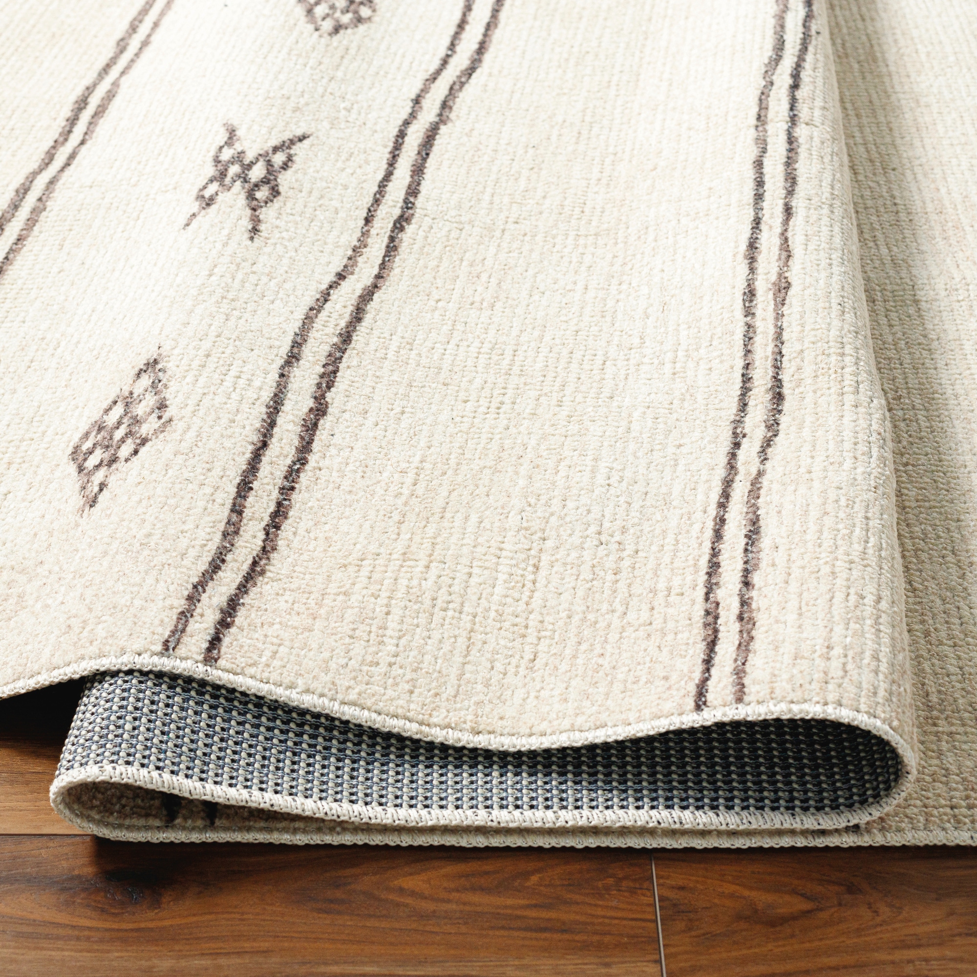 Modern Gray Stripe Synthetic Area Rug 6 ft 7 in Square