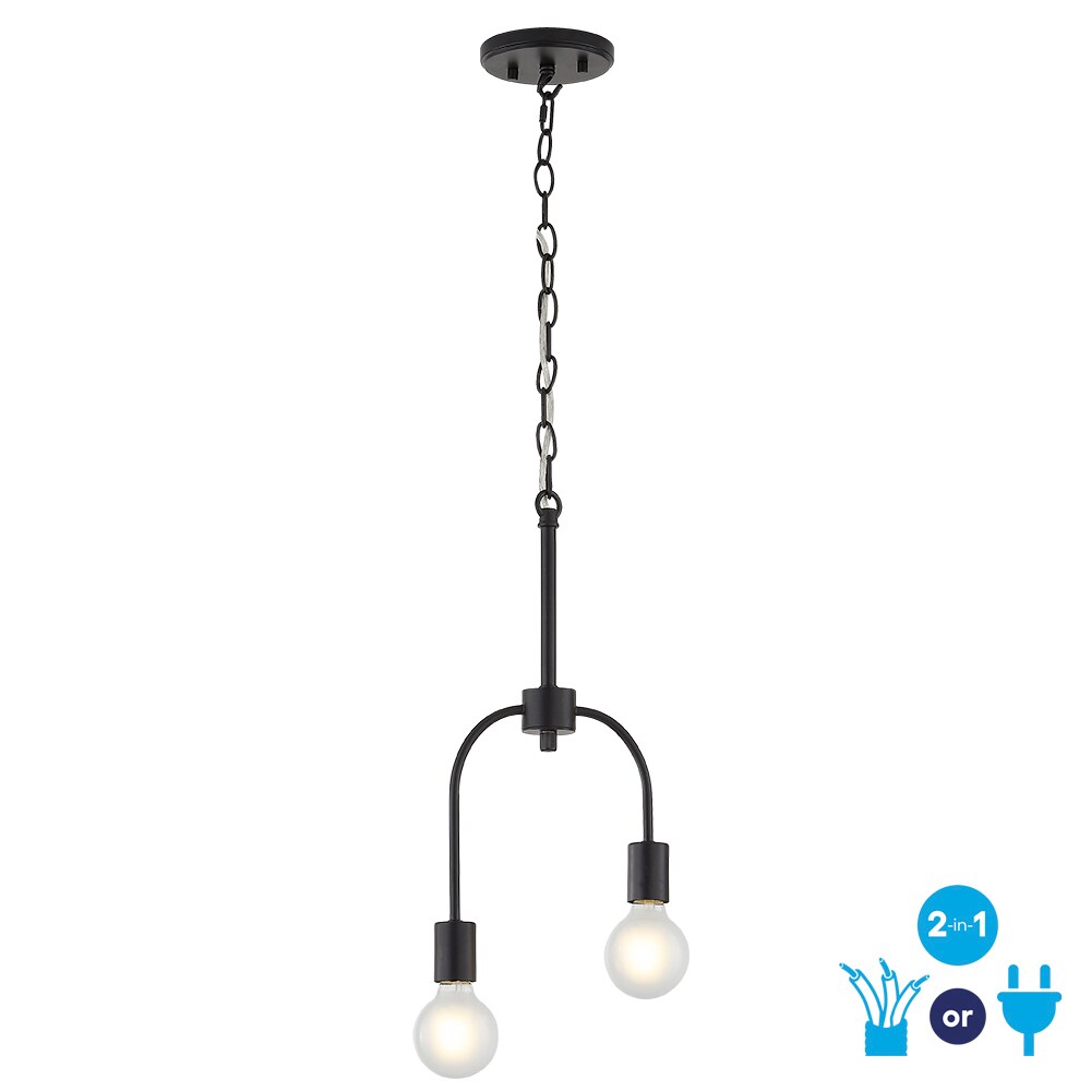 allen + roth LW1879-MB-CV Coover 2 -Light Matte Black Modern/contemporary Teardrop Medium Hanging Pendant light