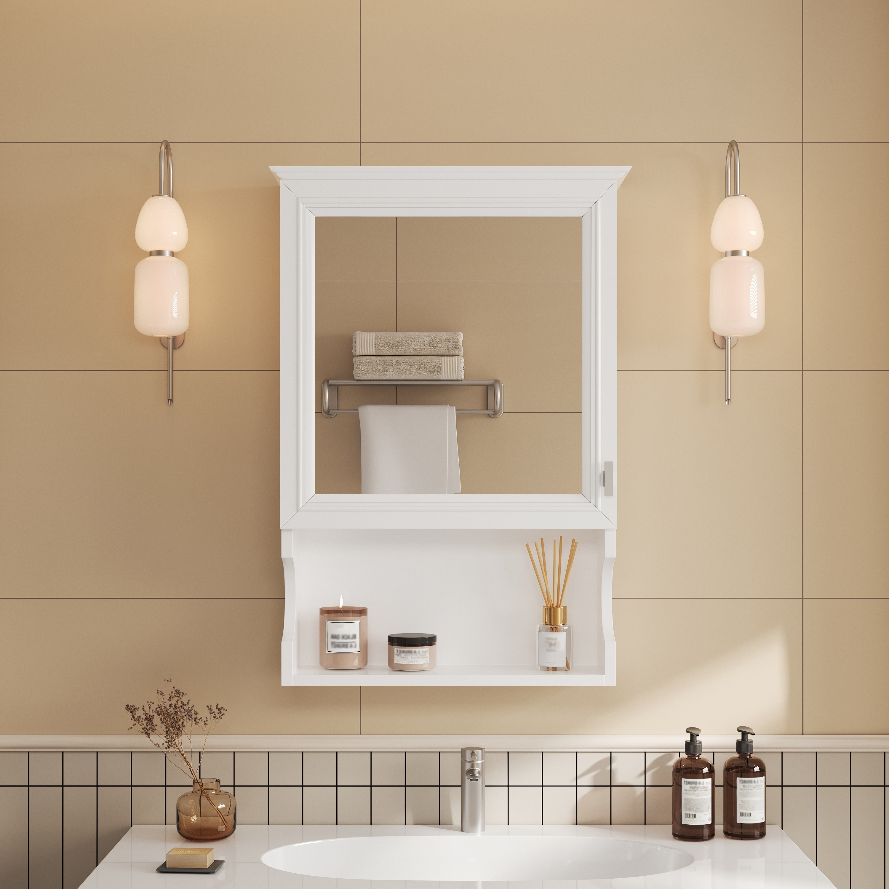 Homy Casa 20-in W Black Wall Mounted Bathroom Medicine Cabinet with Mirror Door and Metal Construction