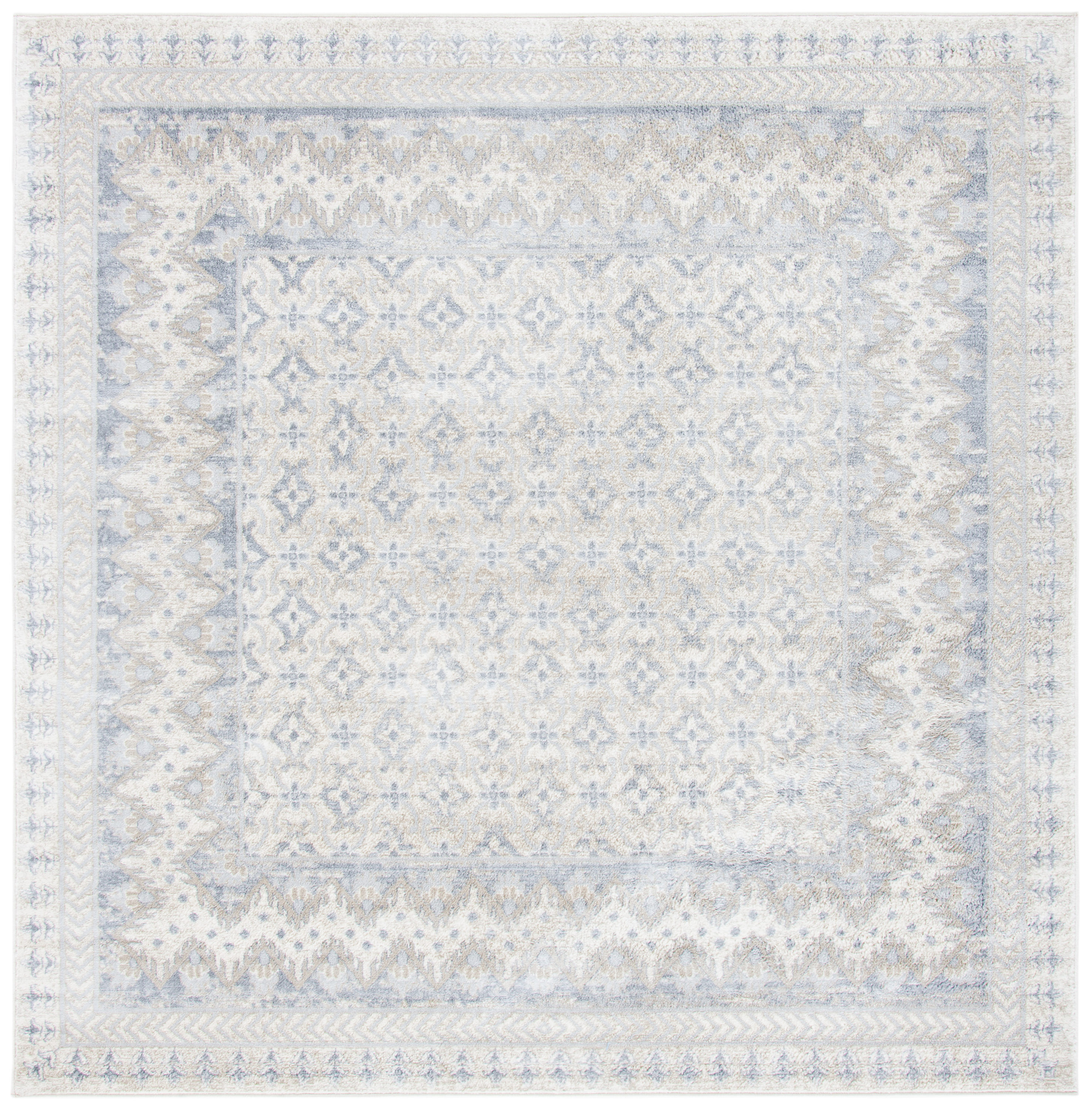 Safavieh BNT899B-7SQ Brentwood Gusta 7 x 7 (ft) Loomed Polypropylene Ivory/Gray Square Indoor Distressed/Overdyed Vintage Area rug