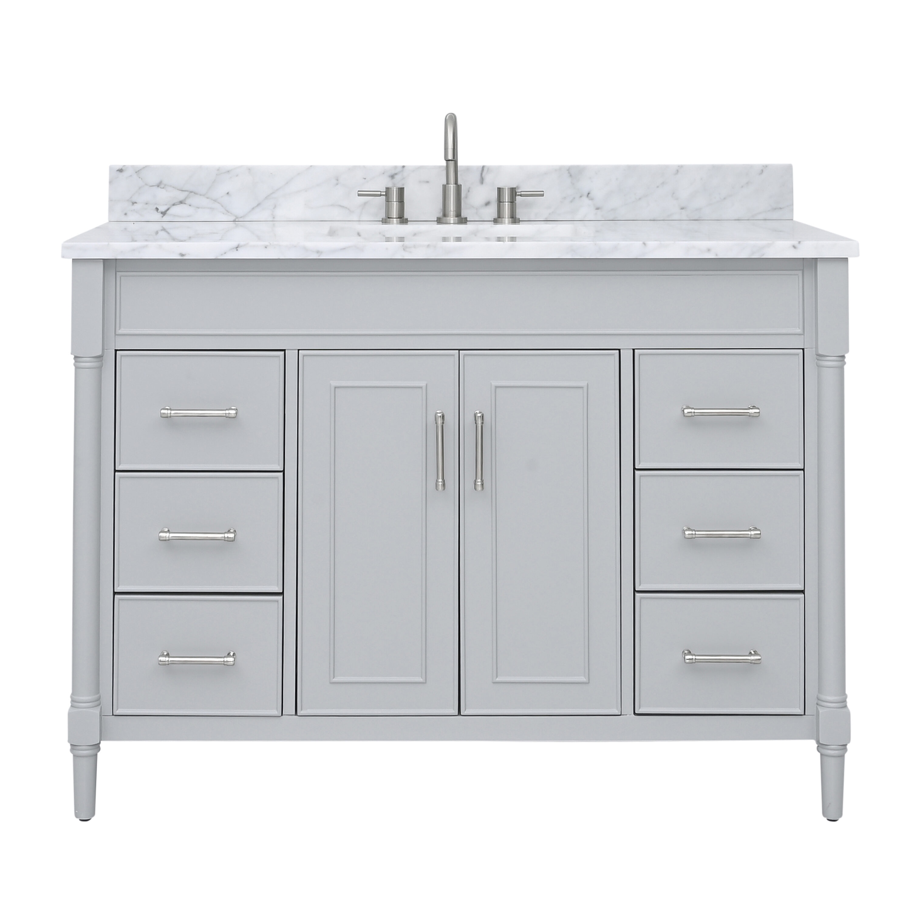 Avanity BRISTOL-VS49-LG-C 49-in Light Gray Undermount Single Sink Bathroom Vanity with Carrara White Marble Top