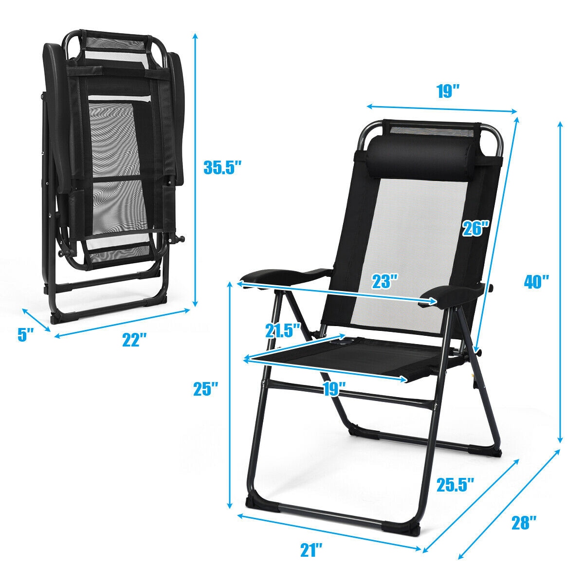 LIVIZA DOJ70270BK-2 Beach-Camping-Chairs - View #2