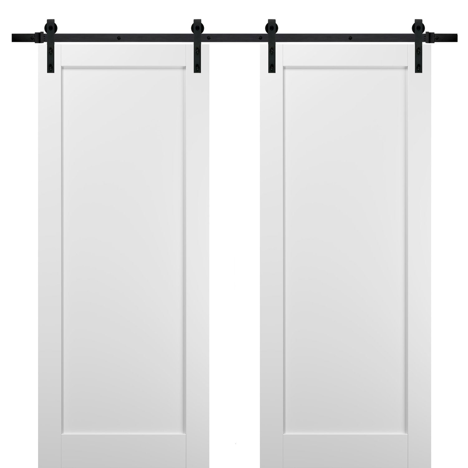 SARTODOORS Interior Double Barn Doors - Quadro 4111 White Silk -Sturdy Set - -84x84