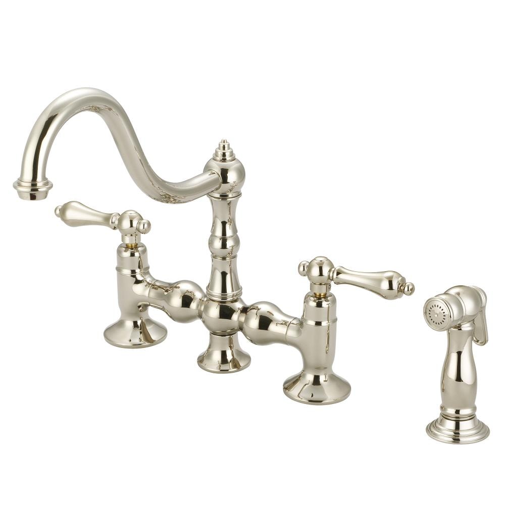 Water Creation F5-0010-05-AL F5 Polished Nickel Double Handle Deck-mount Kitchen Faucet