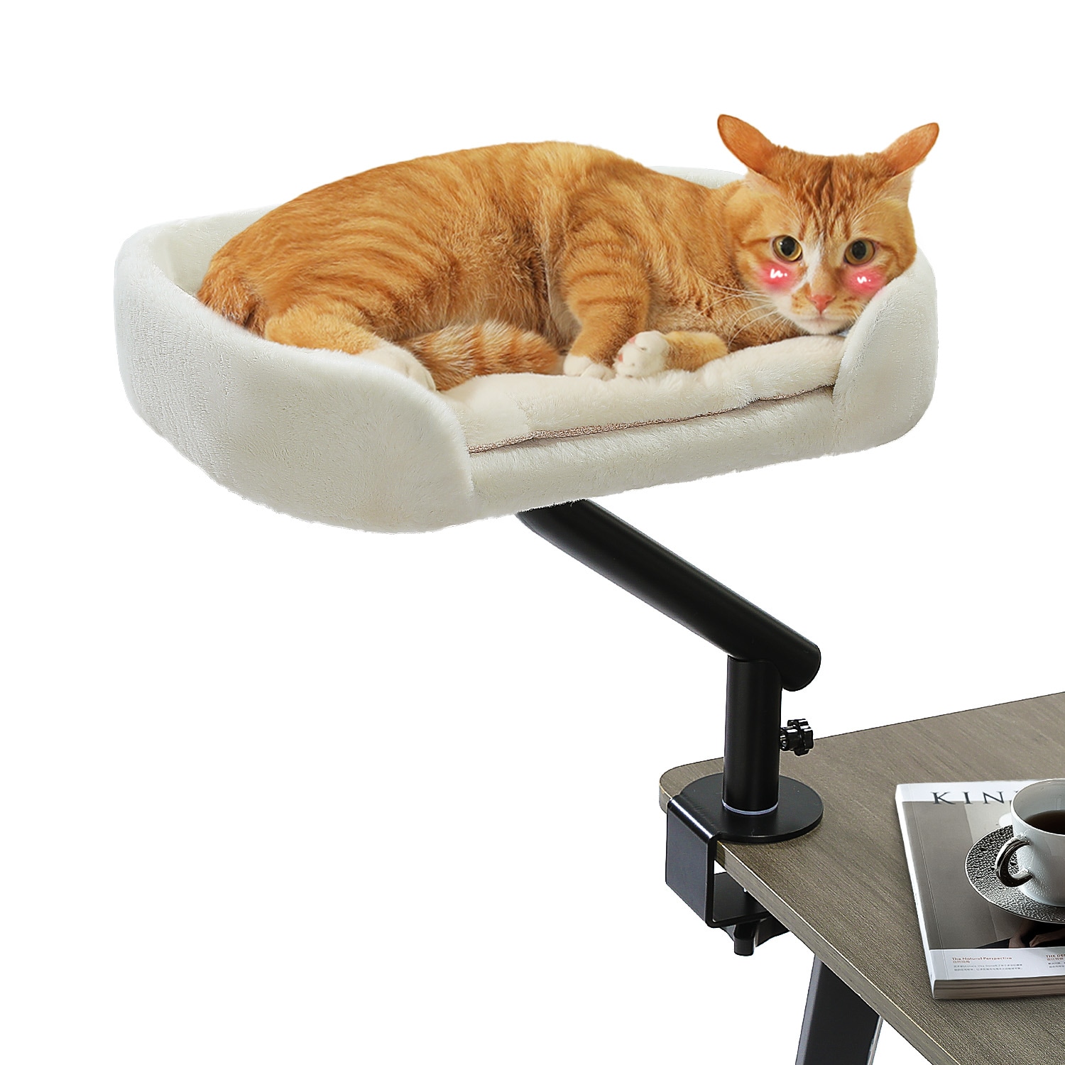 Cenadinz - Adjustable Cat Desk Bed for Indoor Cats Desktop Cat Hammock with 360 Degree Rotation S...