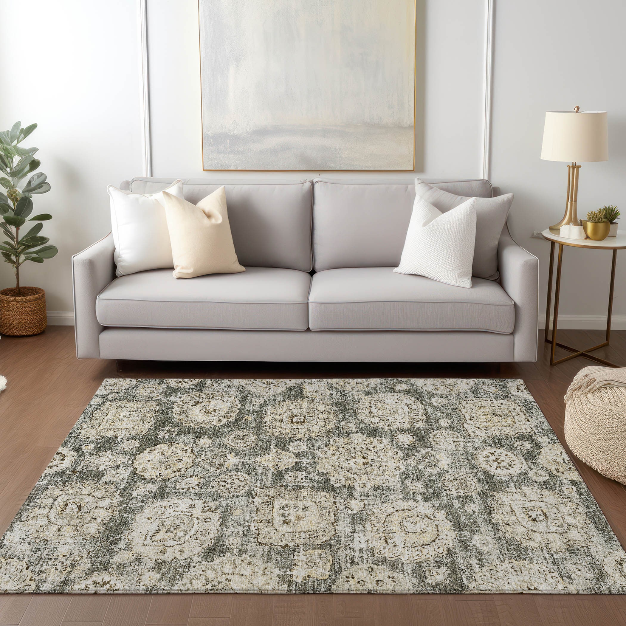 Addison Rugs ACN634TP30X46 Chantille ACN634TP 2 x 3 (ft) Polyester Taupe Rectangular Indoor/Outdoor Geometric Machine washable Area rug