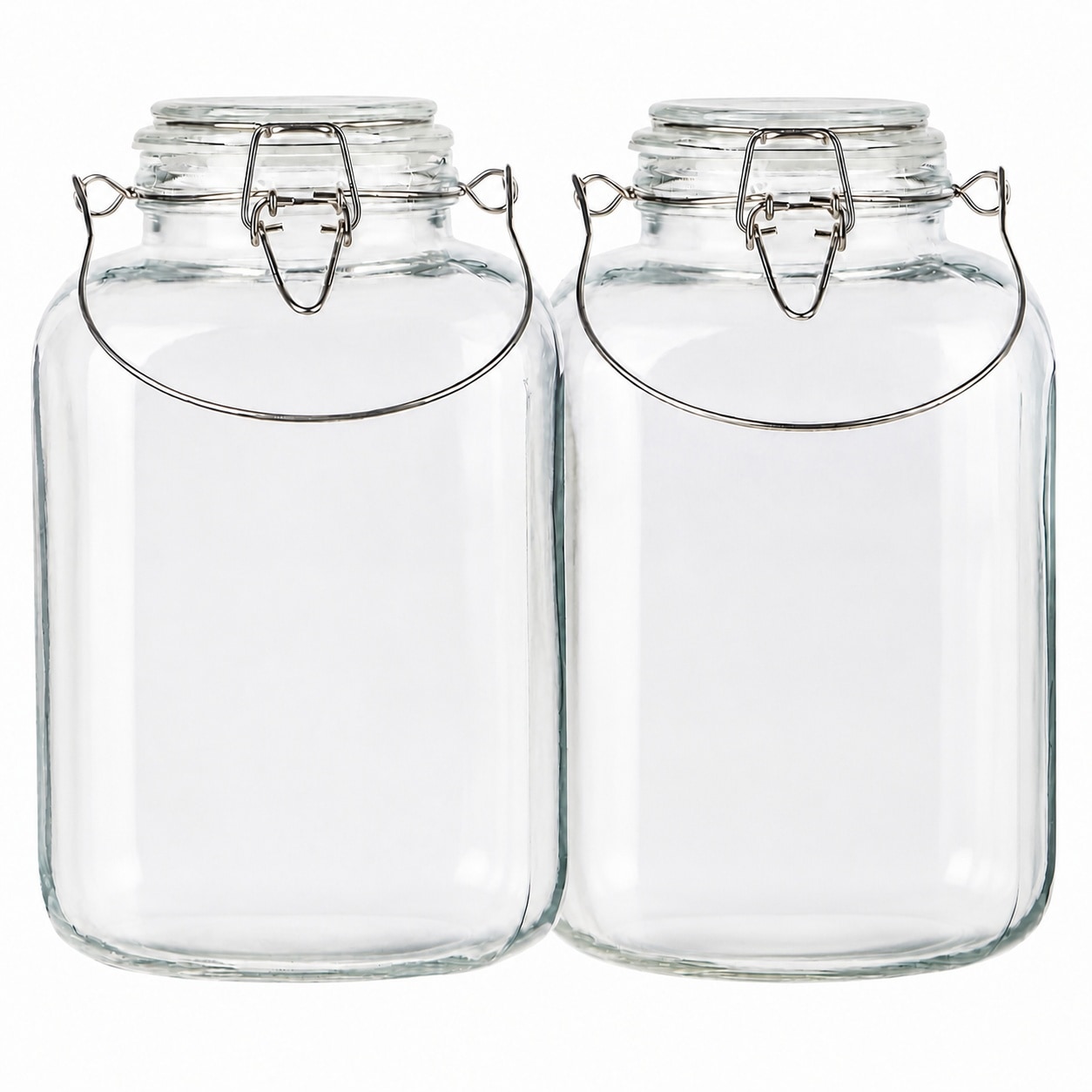Aoibox  1 Gallon Square Glass Airtight Food Storage Canister Set of 2 with Stainless Steel Handle and Lids