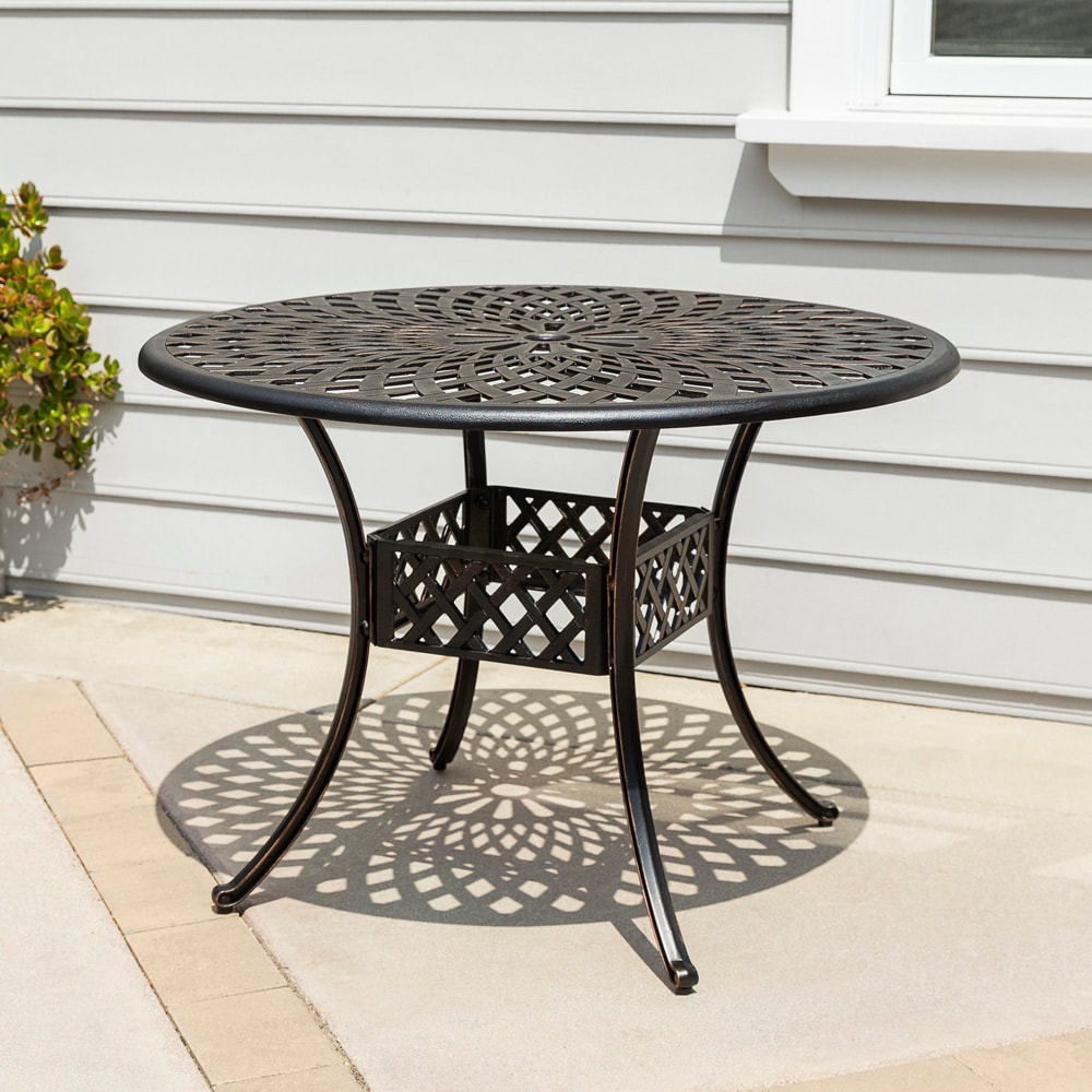 Kinger Home DTS-002T AIDEN Round Outdoor Dining Table 41-in W x 41-in L with Umbrella Hole