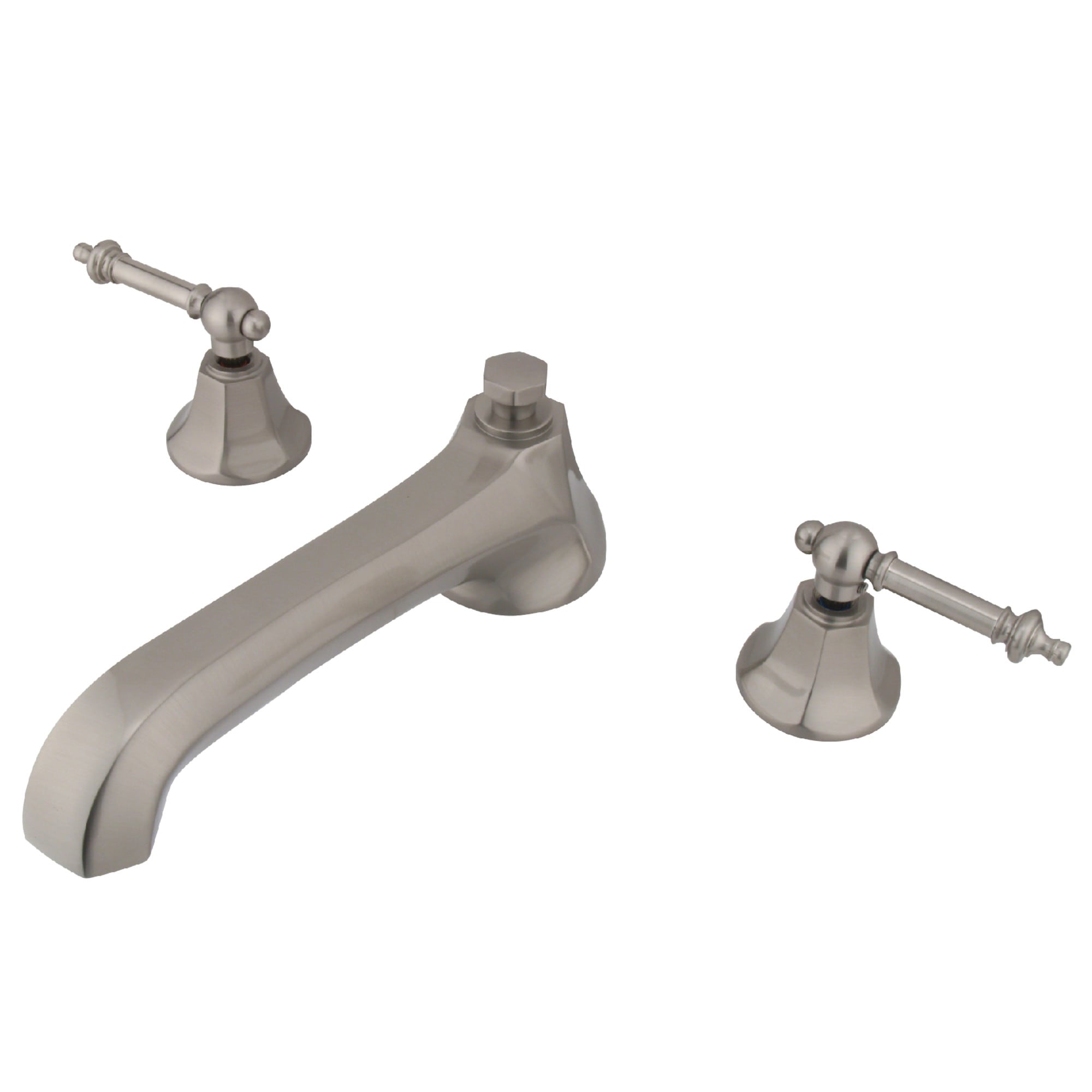 Kingston Brass WLKS4308TL Metropolitan Brushed nickel 2-handle Deck-mount Roman Low-arc Bathtub Faucet ( Valve Included )