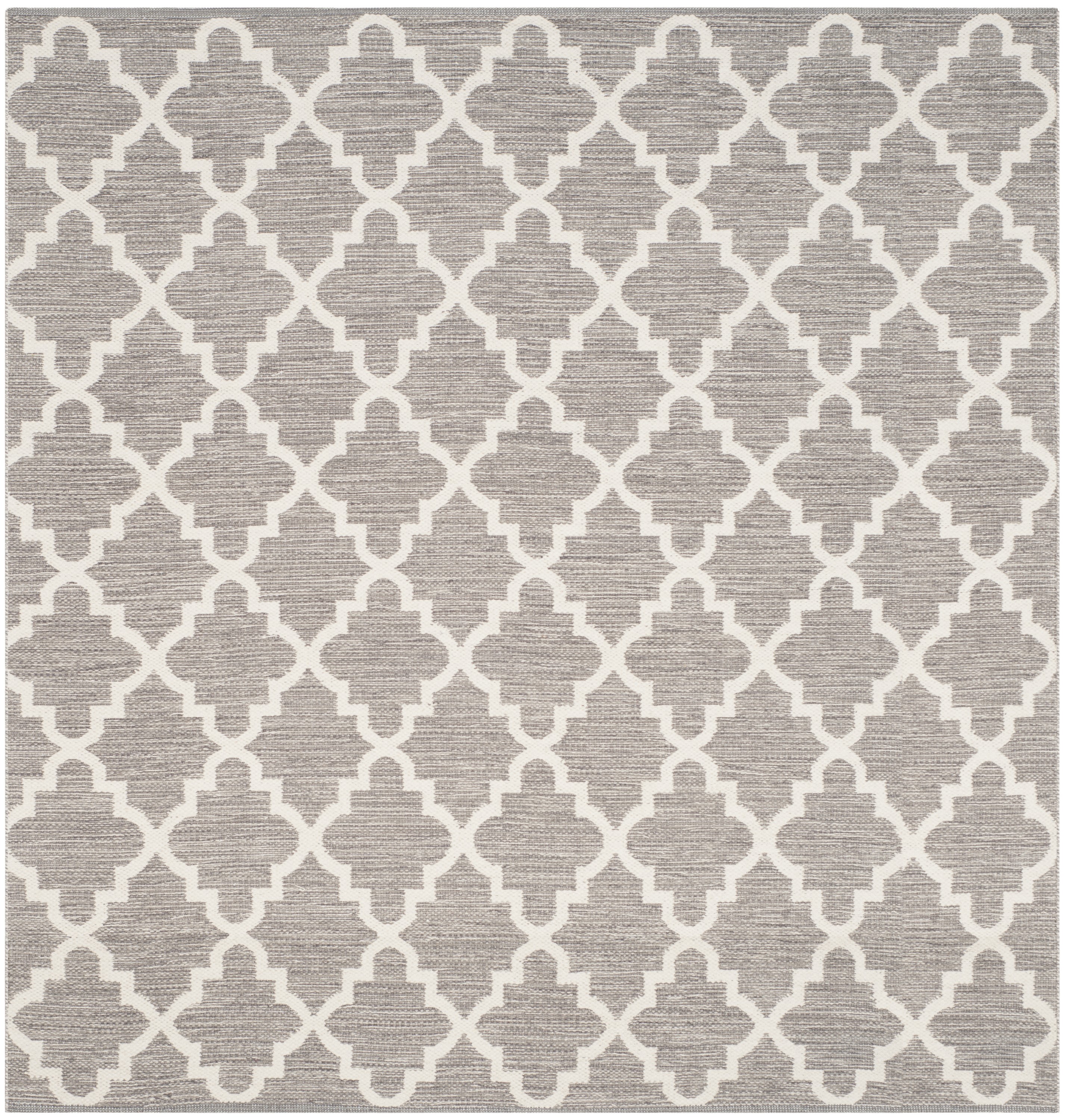 Montauk Grey and Ivory Handwoven Cotton Area Rug, 6' x 6'