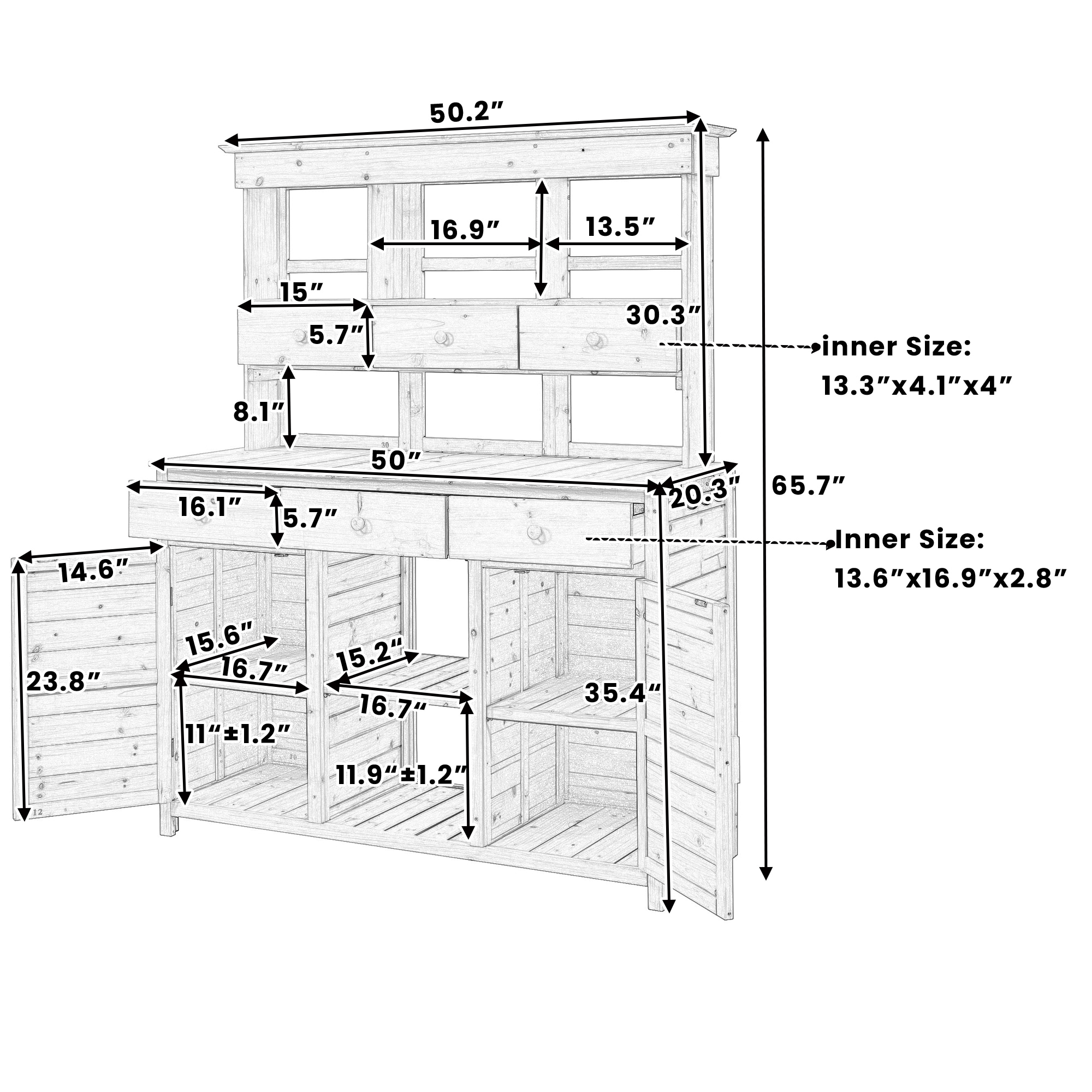 SINOFURN SYA010597WT Potting-Benches - View #8
