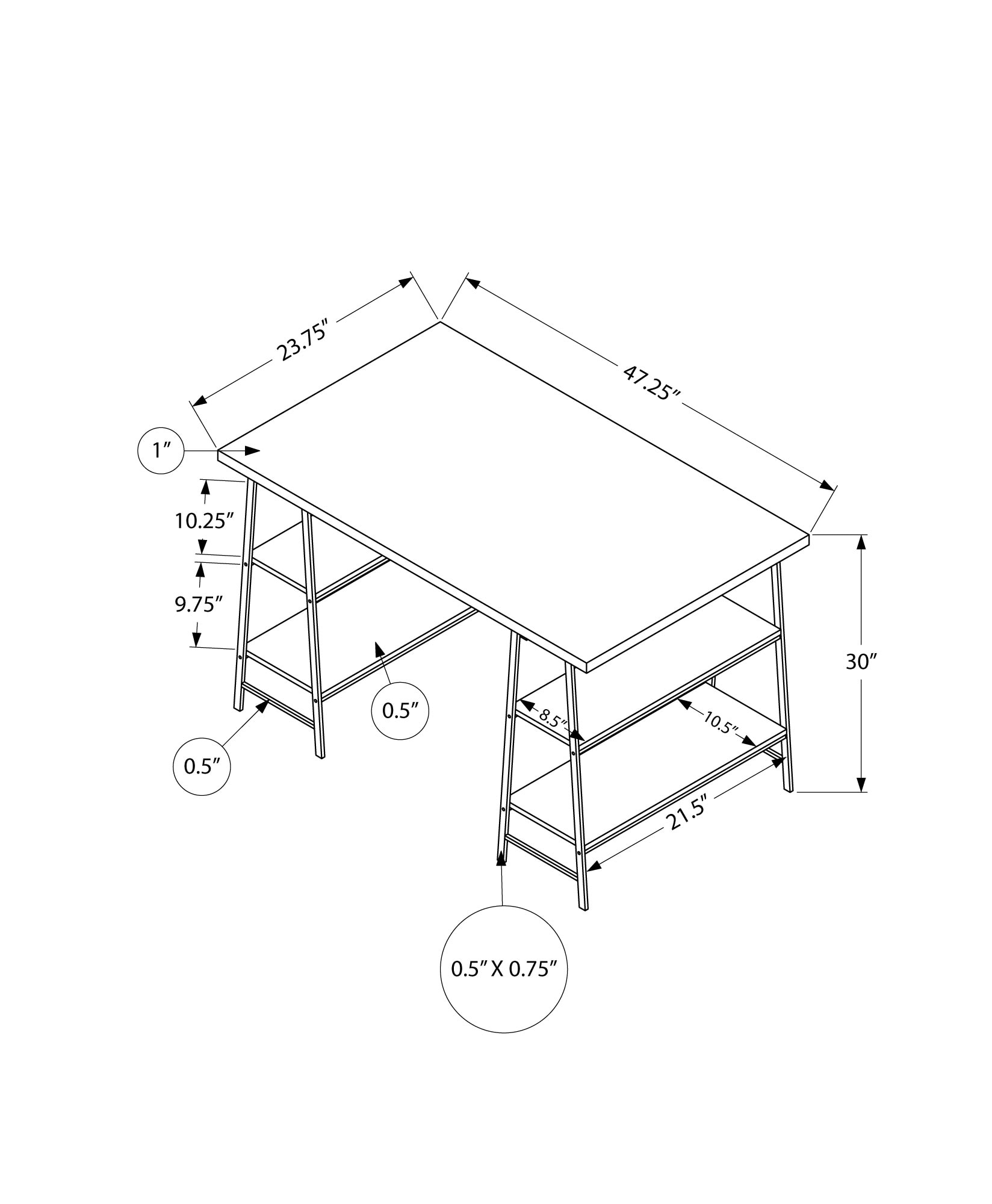 Monarch Specialties I 7521 desks - View #4