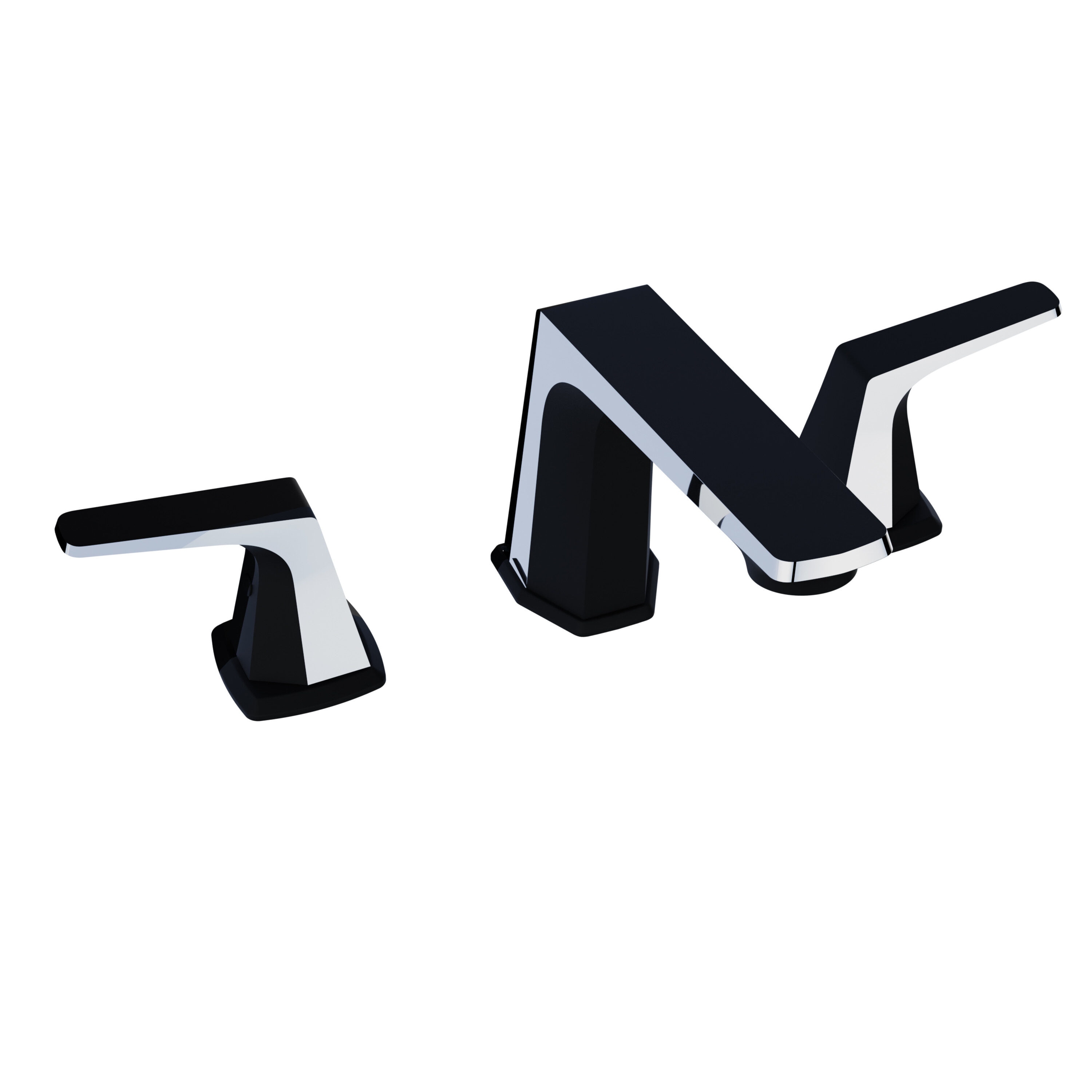 ANZZI L-AZ905MB-CH Matte Black-Chrome Widespread 2-handle WaterSense Low-arc Residential Handle Bathroom Sink Faucet with Drain