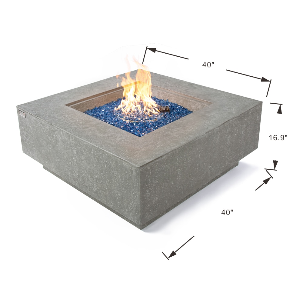 Victoria Light Grey Square Concrete Gas Fire Pit Table