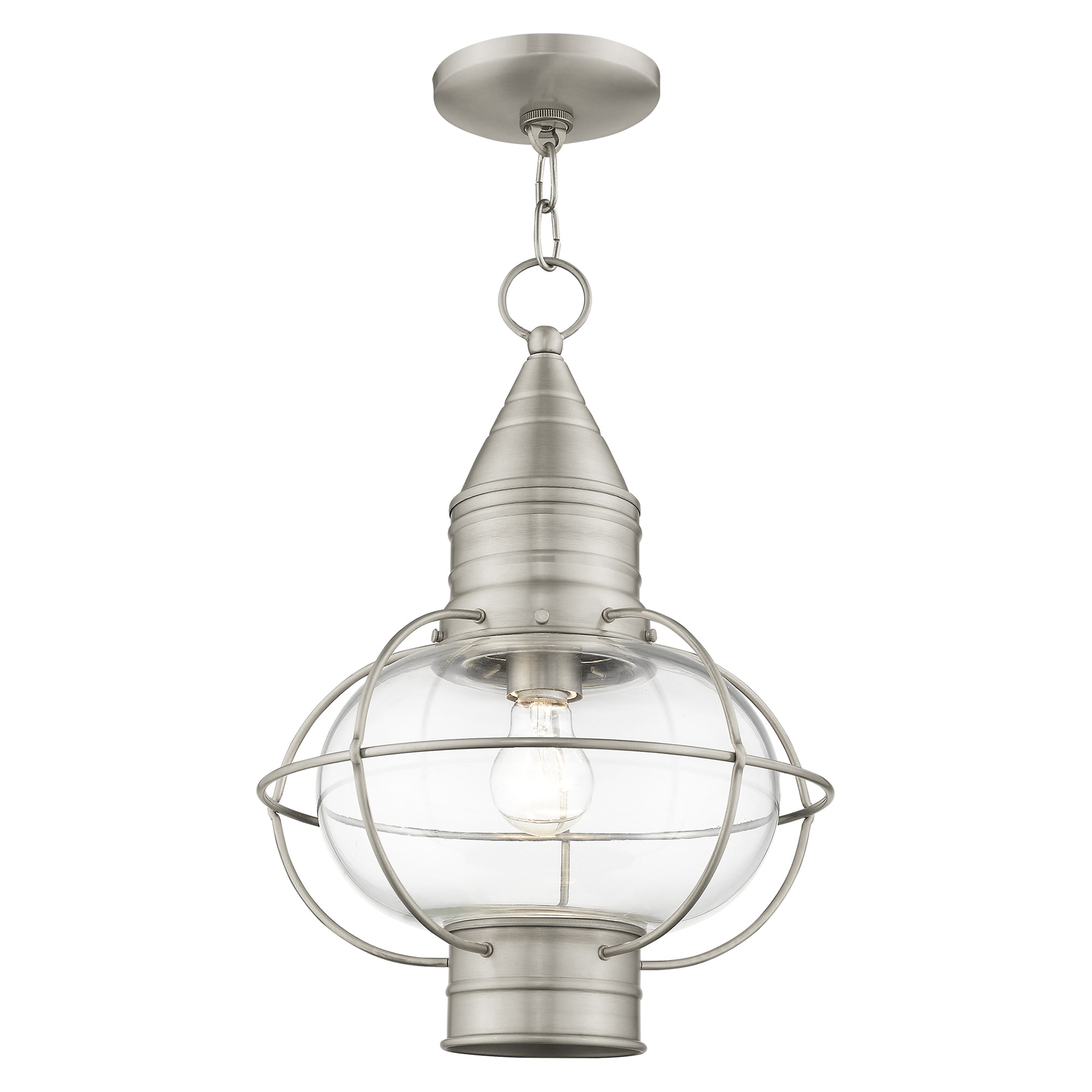 Brushed Nickel Globe Pendant Light with Clear Glass Shade