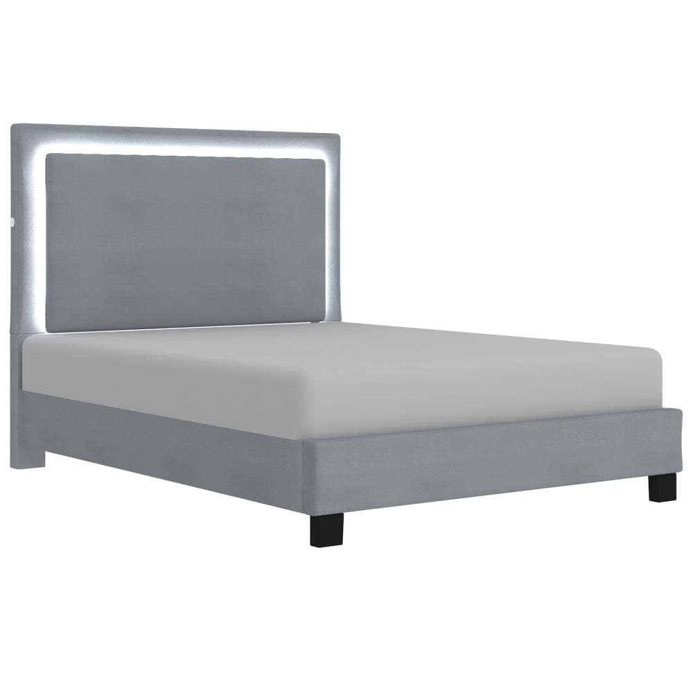 Worldwide Homefurnishings Grey Queen Upholstered Platform Bed At Lowes.com