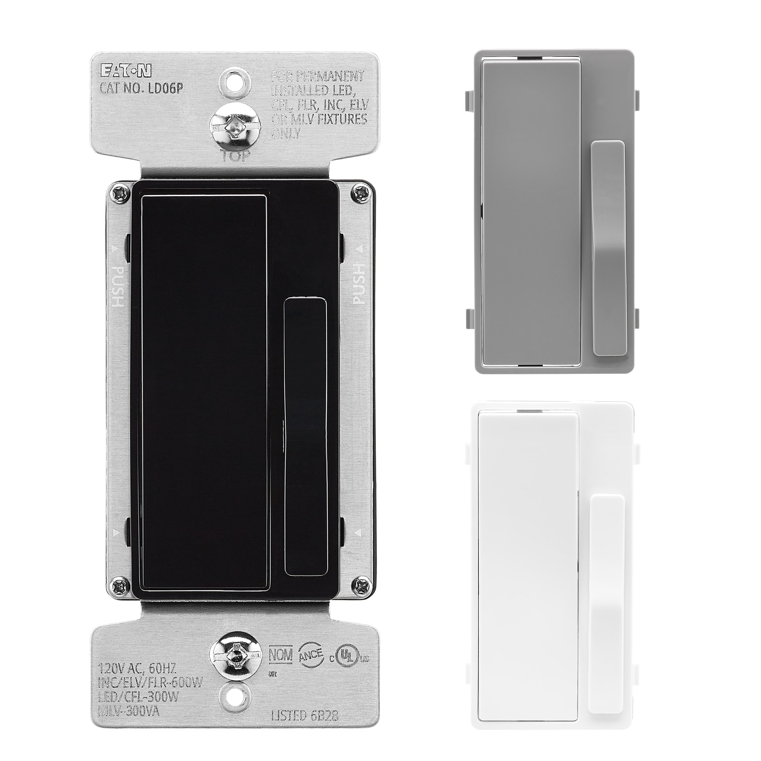 Eaton Universal Single-pole/3-way LED Decorator Light dimmer Black, Gray, White