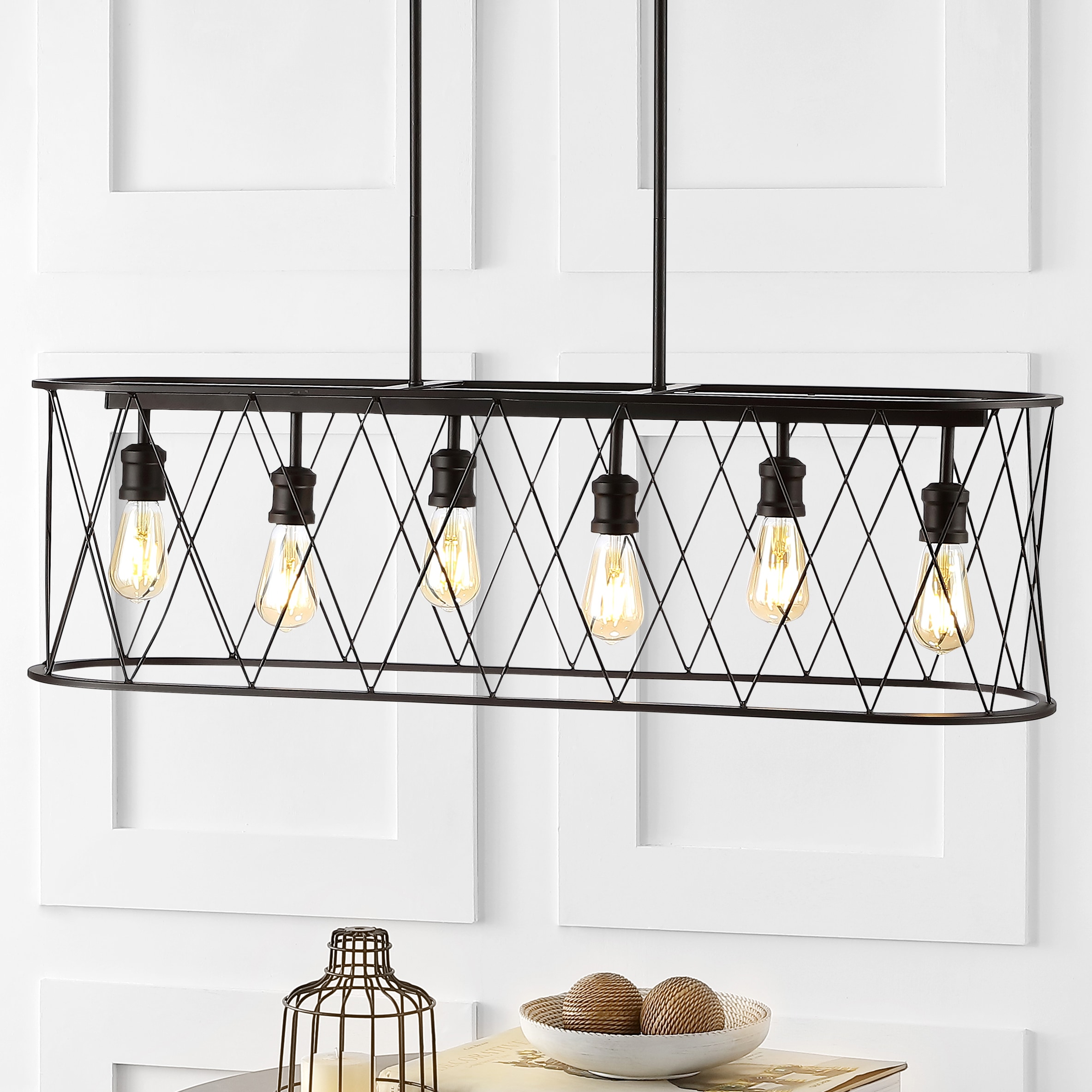 Marion 37.75" Oil-Rubbed Bronze Farmhouse LED Pendant