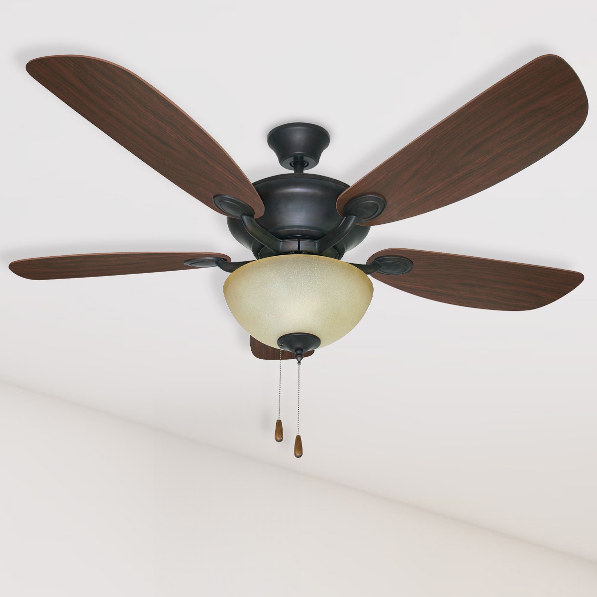 Harbor Breeze VN52ABZ5L Viento 52-Inches Bronze with Eurasian wood/golden maple Blades Integrated LED Fixture Indoor Downrod or flush mount Standard Ceiling Fan With Light ( 5 -Blade)