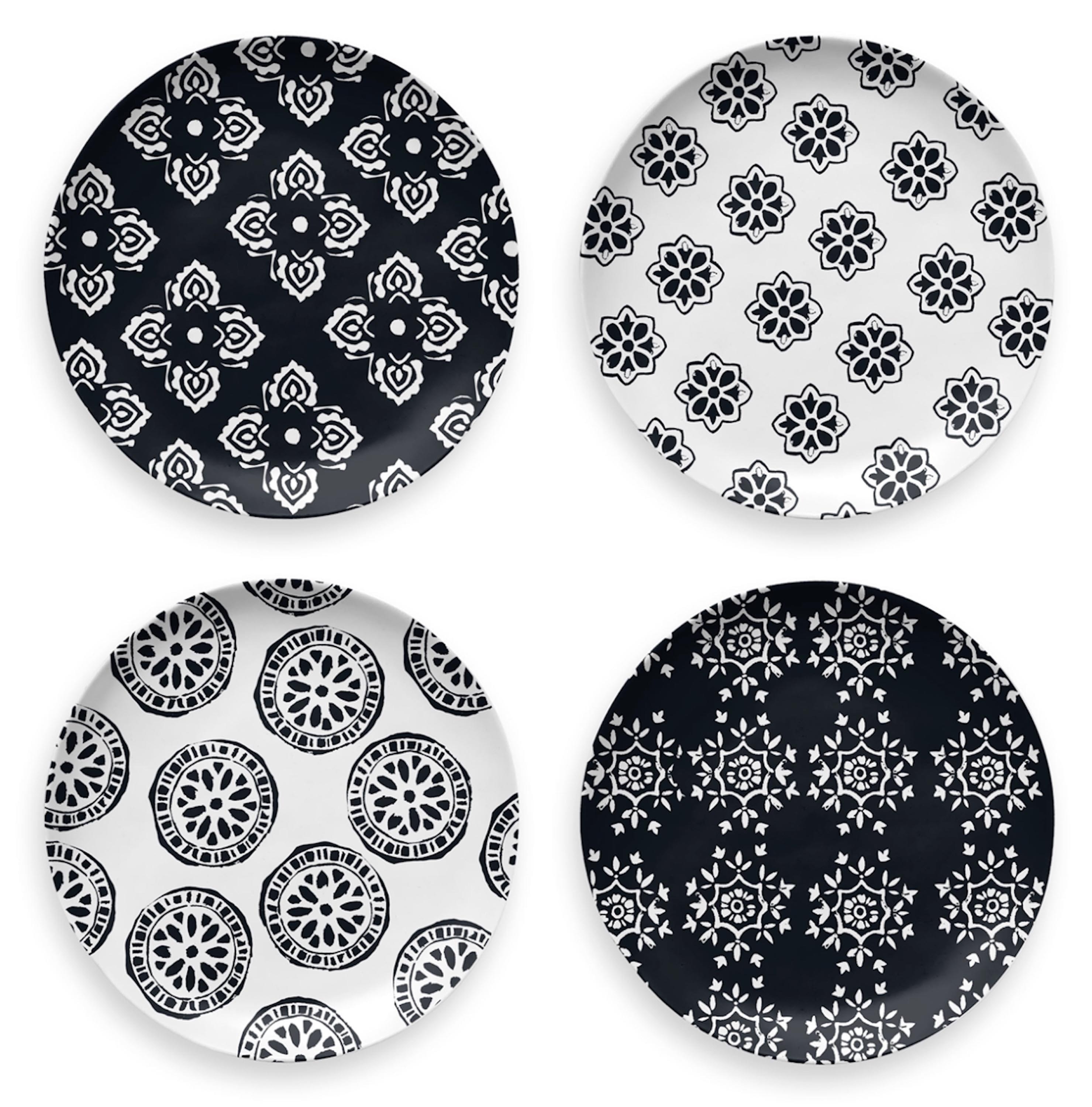 TarHong Planta Medallion Salad Plate - Multicolor - Assorted Patterns - 8.5in. - Set of 4