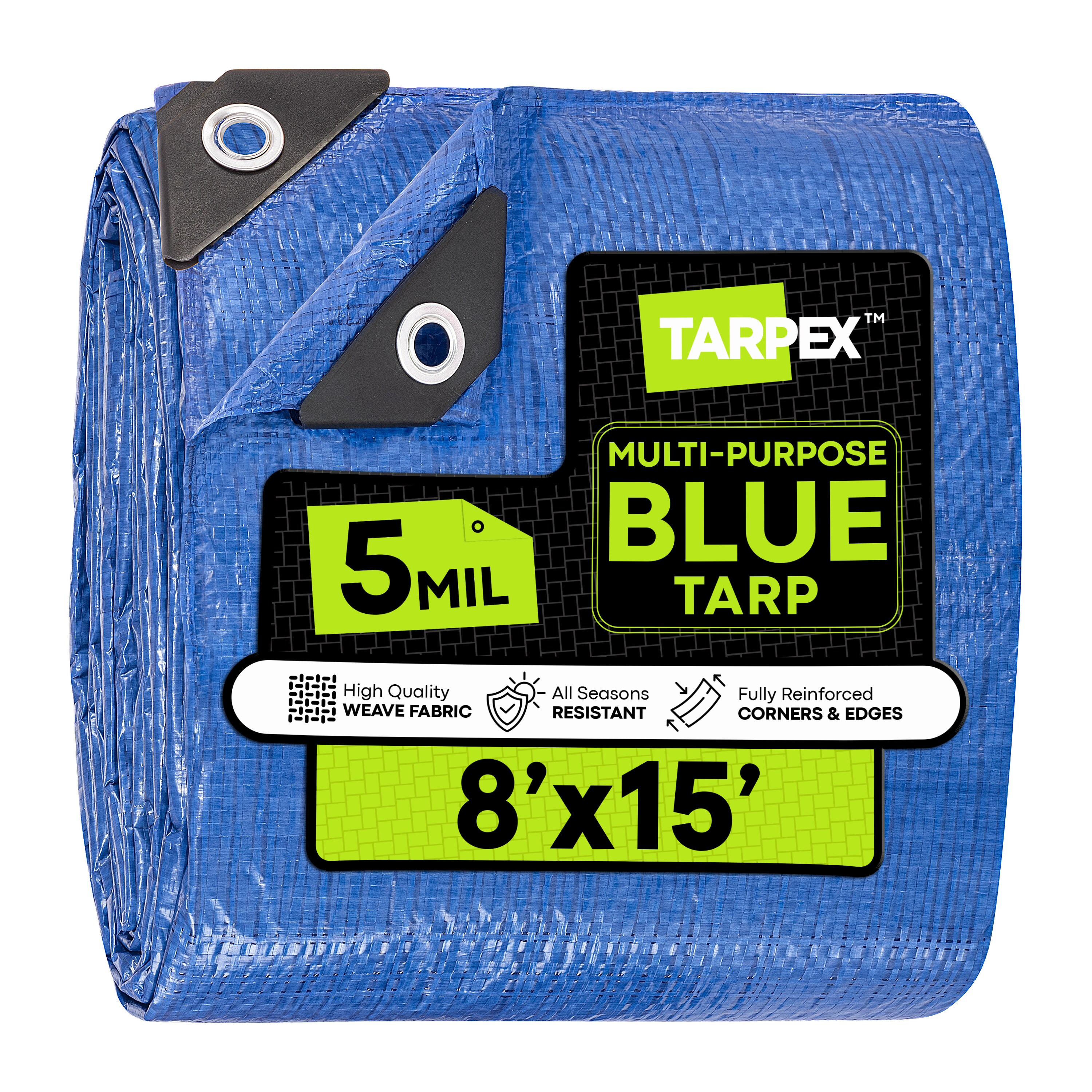 Tarpex BT-TA-815 8-ft x 15-ft Blue Water resistant Commercial Polyethylene 5-mil Tarp