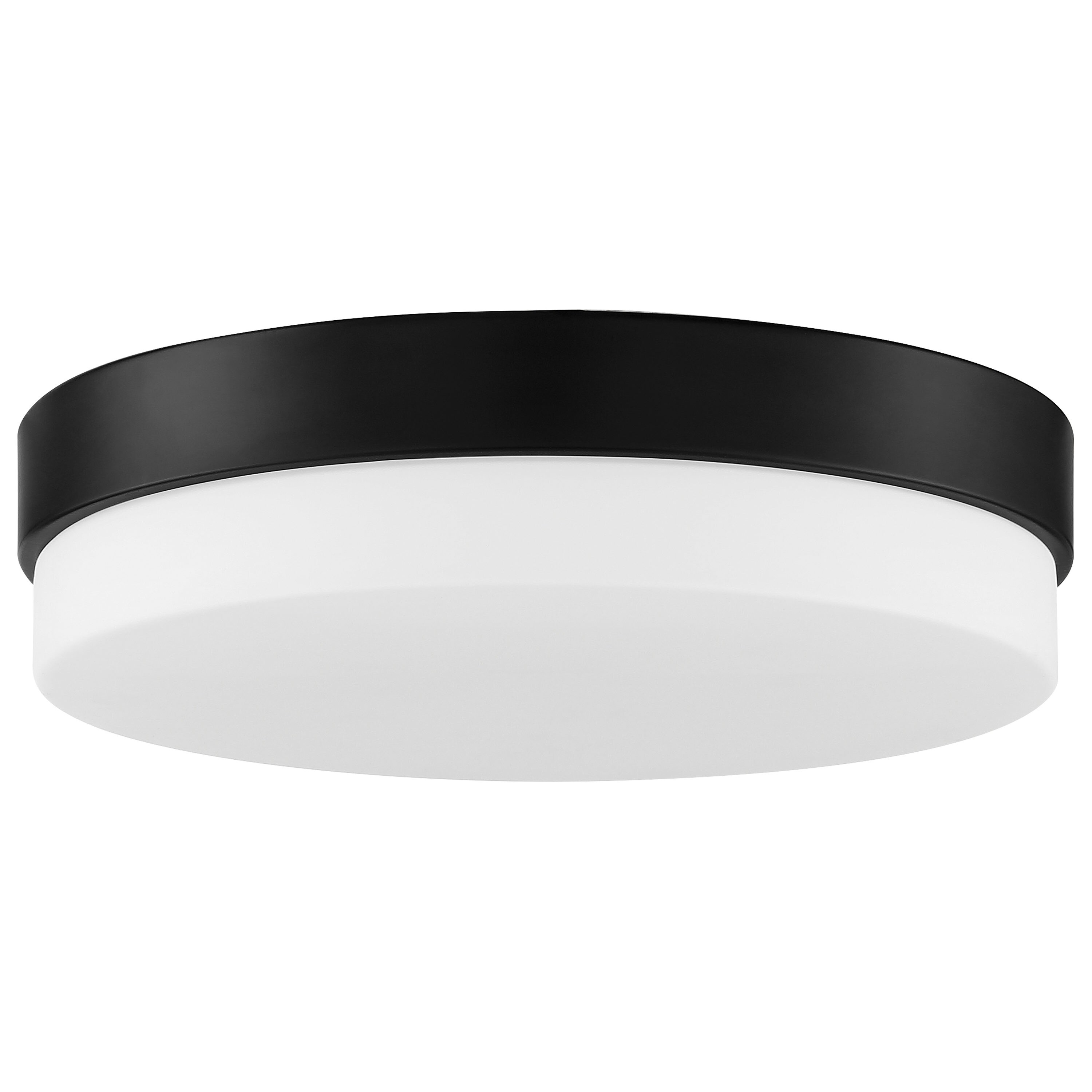 Sleek Matte Black LED Drum Flush Mount with Opal Globe