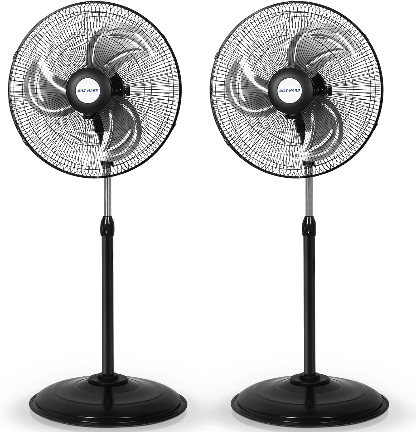 BILT HARD HFC-0502-L 18-in 120-Volt 3-Speed High Velocity Indoor Black Oscillating Pedestal Fan 2-pack
