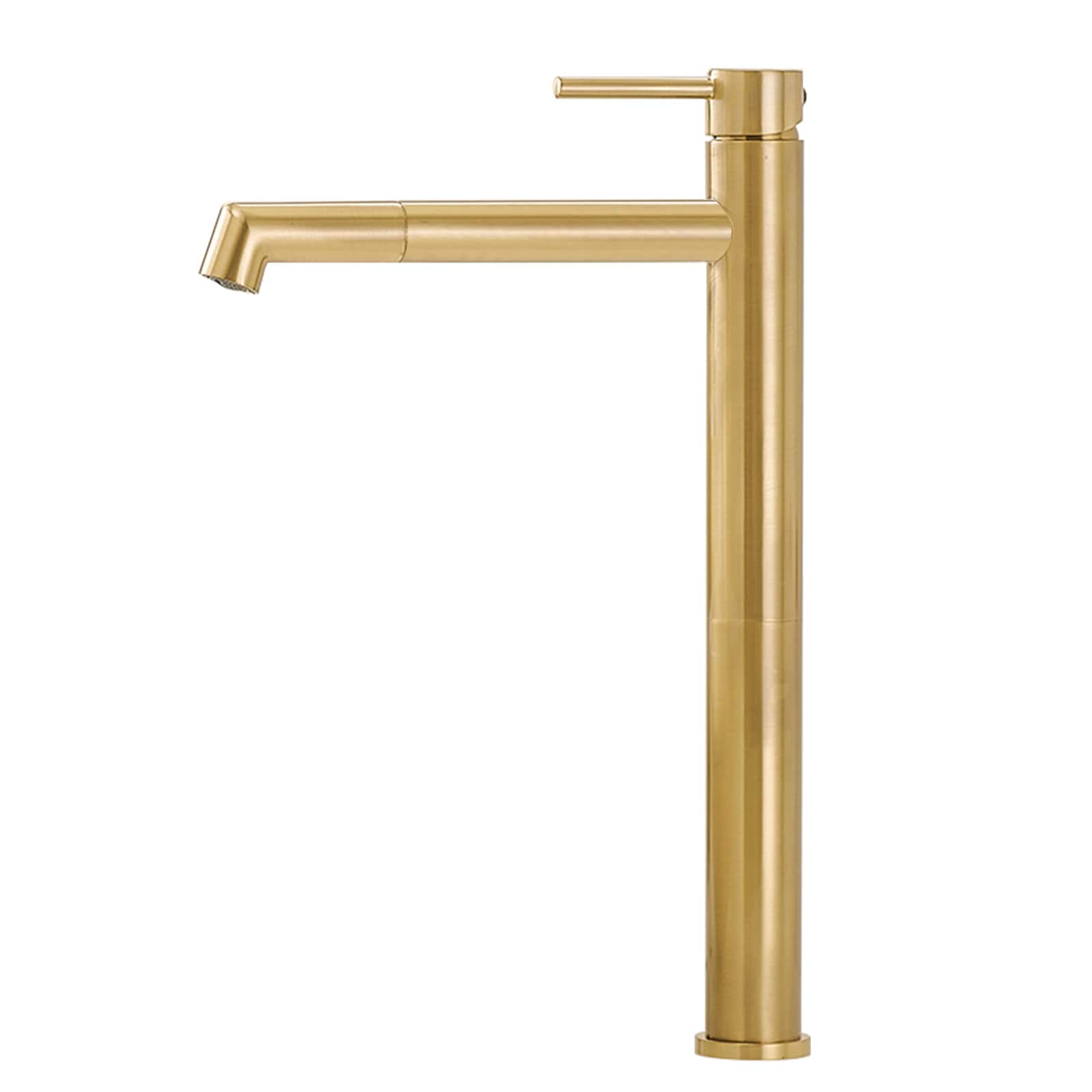 BWE A-96023H-BG Brushed Gold Vessel 1-handle WaterSense High-arc Commercial/Residential Handle Bathroom Sink Faucet