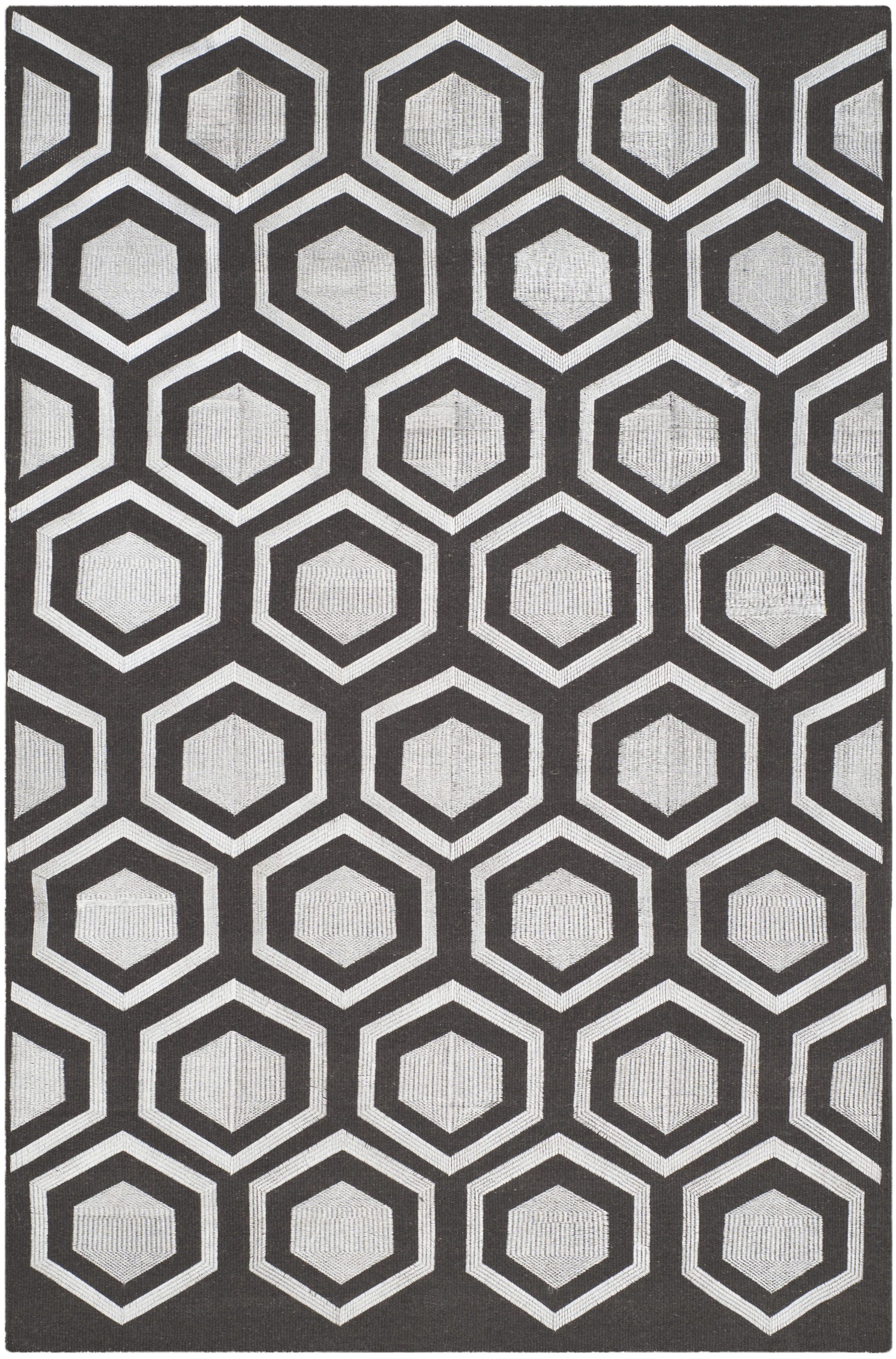 Safavieh KLM629C-4 Kilim Tarion 4 x 6 (ft) Wool Charcoal Rectangular Indoor Geometric Oriental Area rug