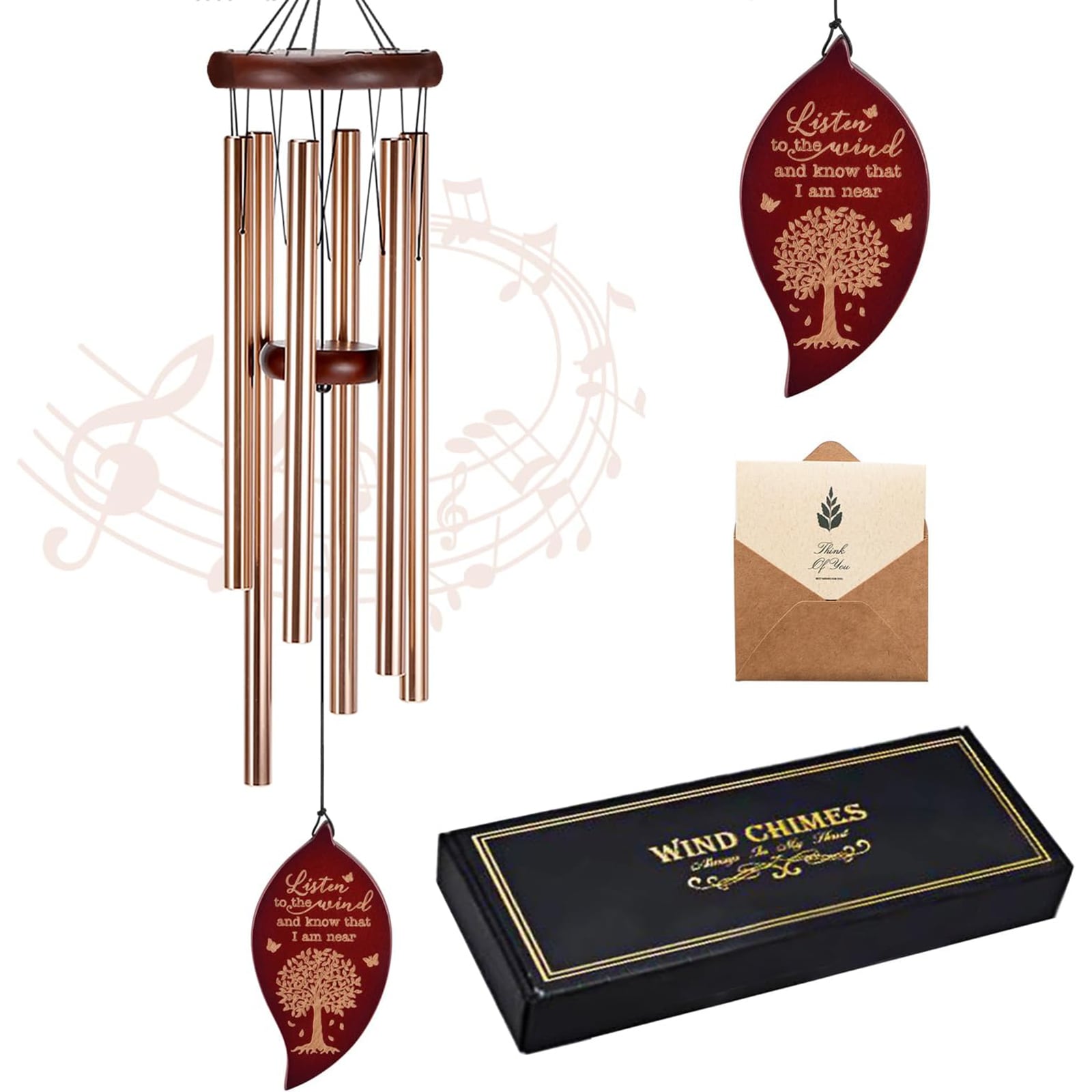 Misopily - 1 Piece 32 Inch Memorial Wind Chime Engraved Tree of Life Sympathy Gift for Loss of Lo...
