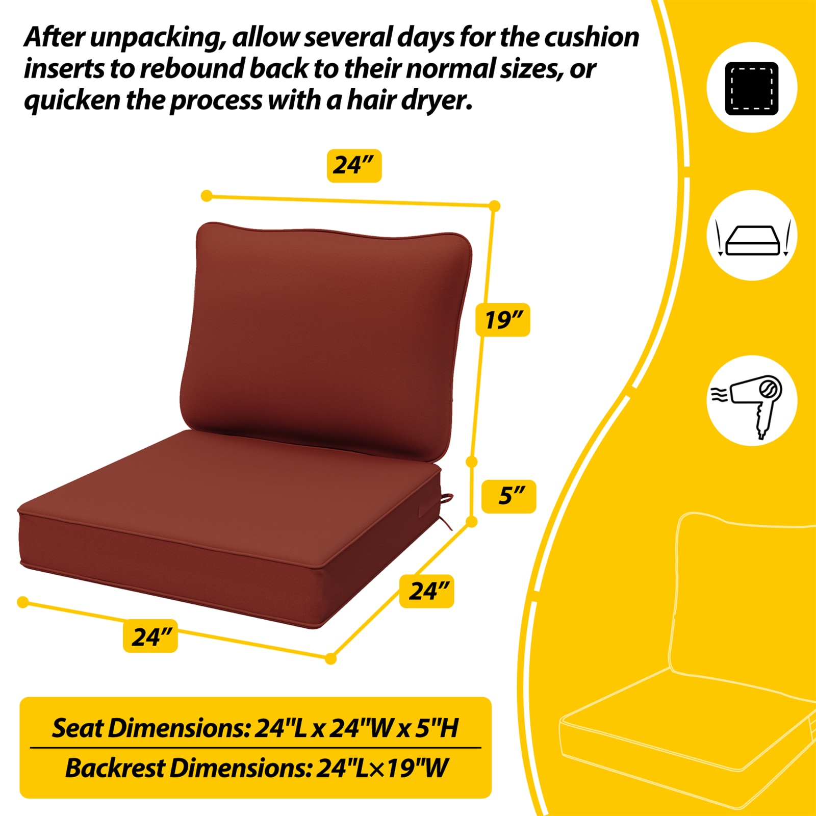 AAAAAcessories AOC-D-P-RED Patio-Furniture-Cushions - View #4