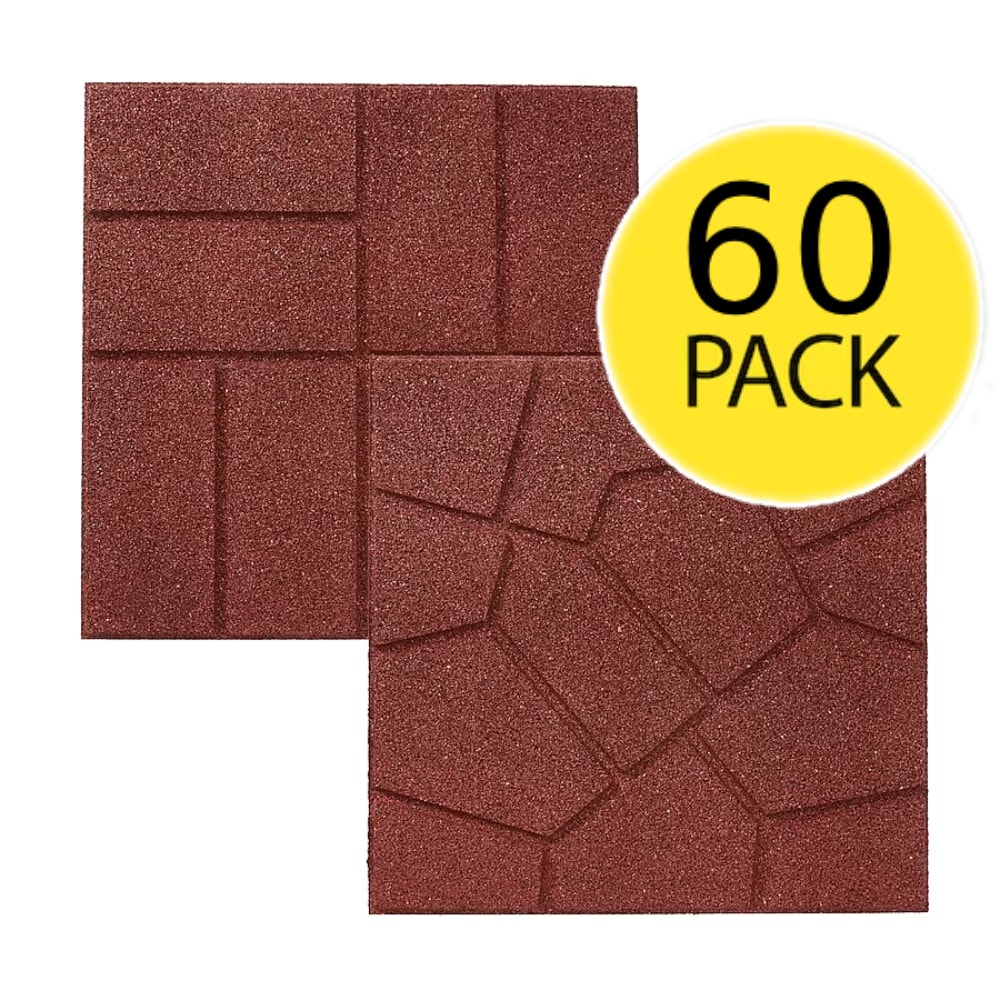 Rubberific DCPVRD60 16-Inches L x 16-Inches W x 0.75-Inches H Square Red Rubber Paver Multi-pack