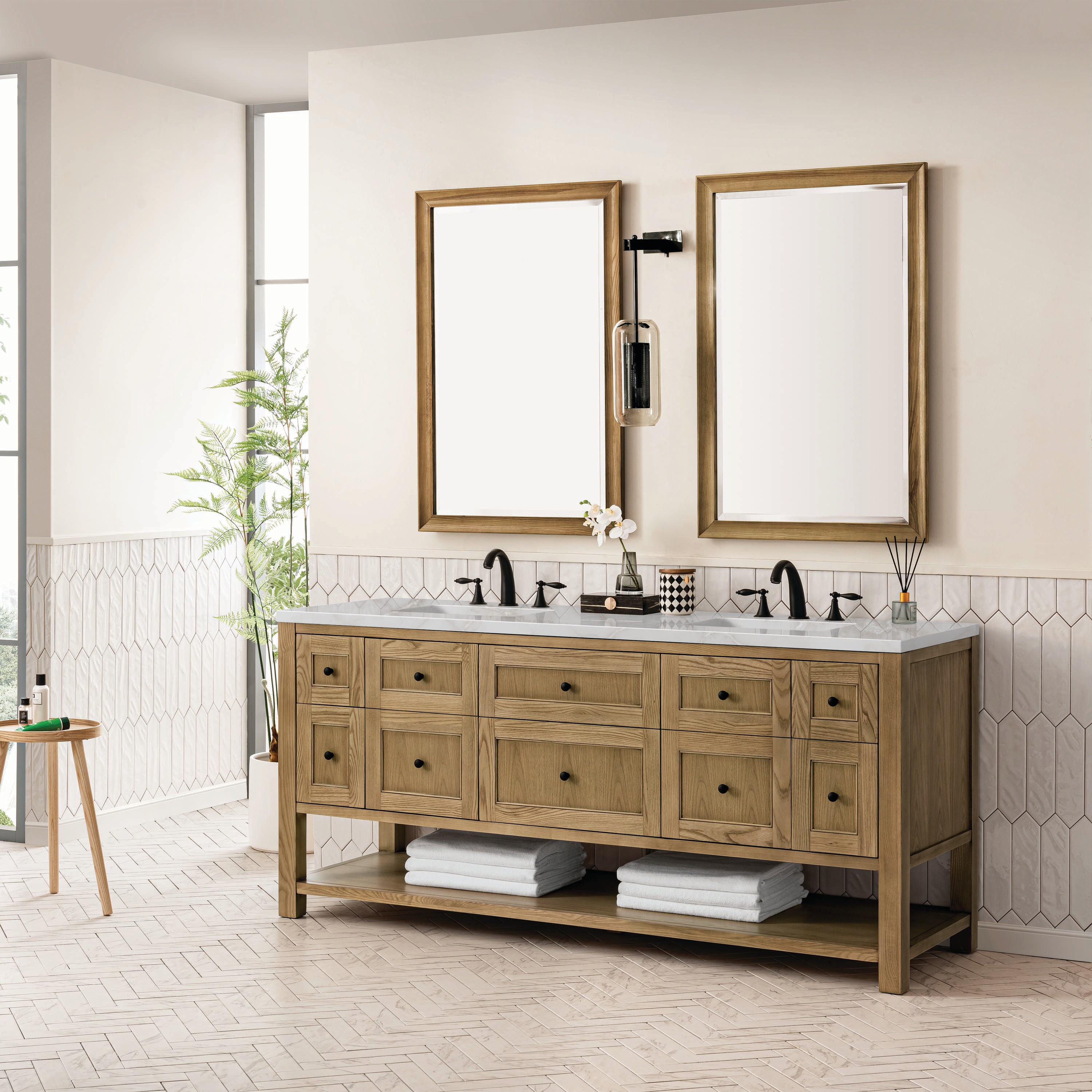 James Martin Vanities Breckenridge 72-in Light Natural Oak Undermount ...