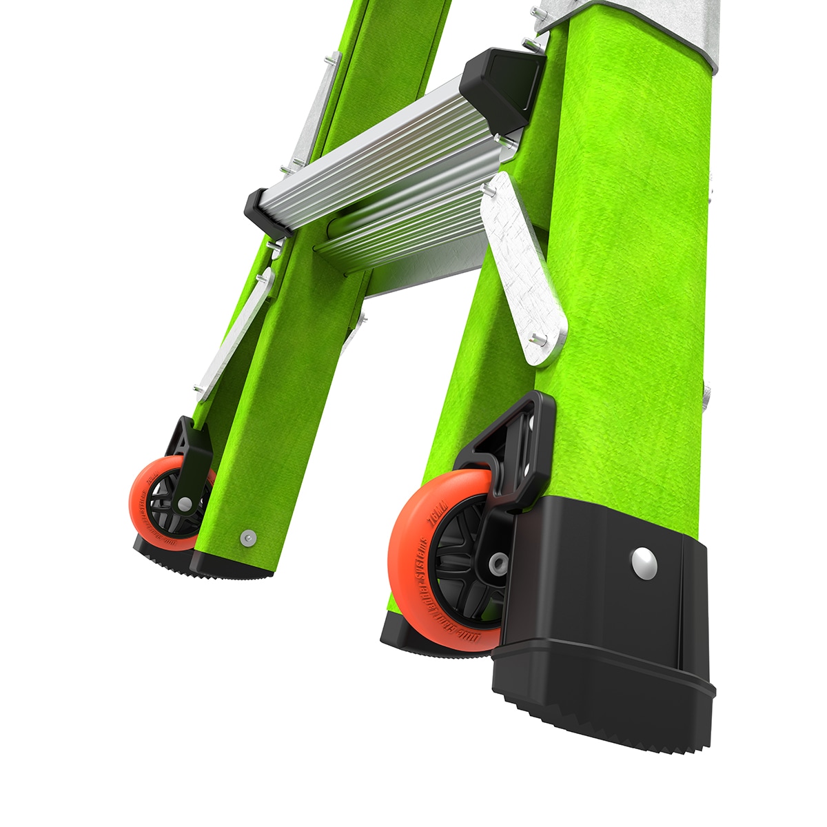 Little Giant 17ft Hi-Viz Green Fiberglass Multi-Position Ladder with Wheels