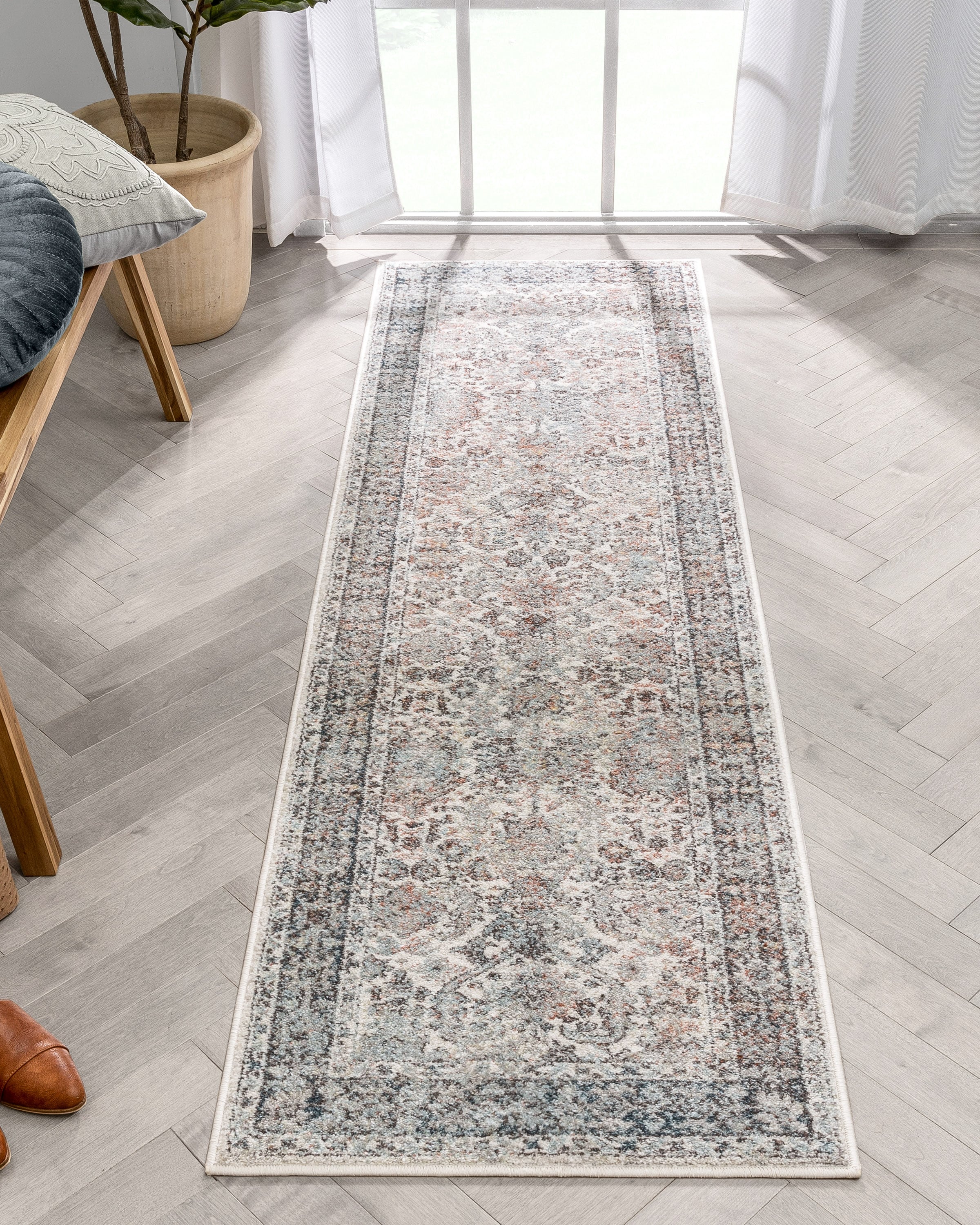 Well Woven RO-282-2 Rodeo 2 x 8 (ft) Loomed Polypropylene Beige Rust Rectangular Indoor Floral/Botanical Vintage Runner rug