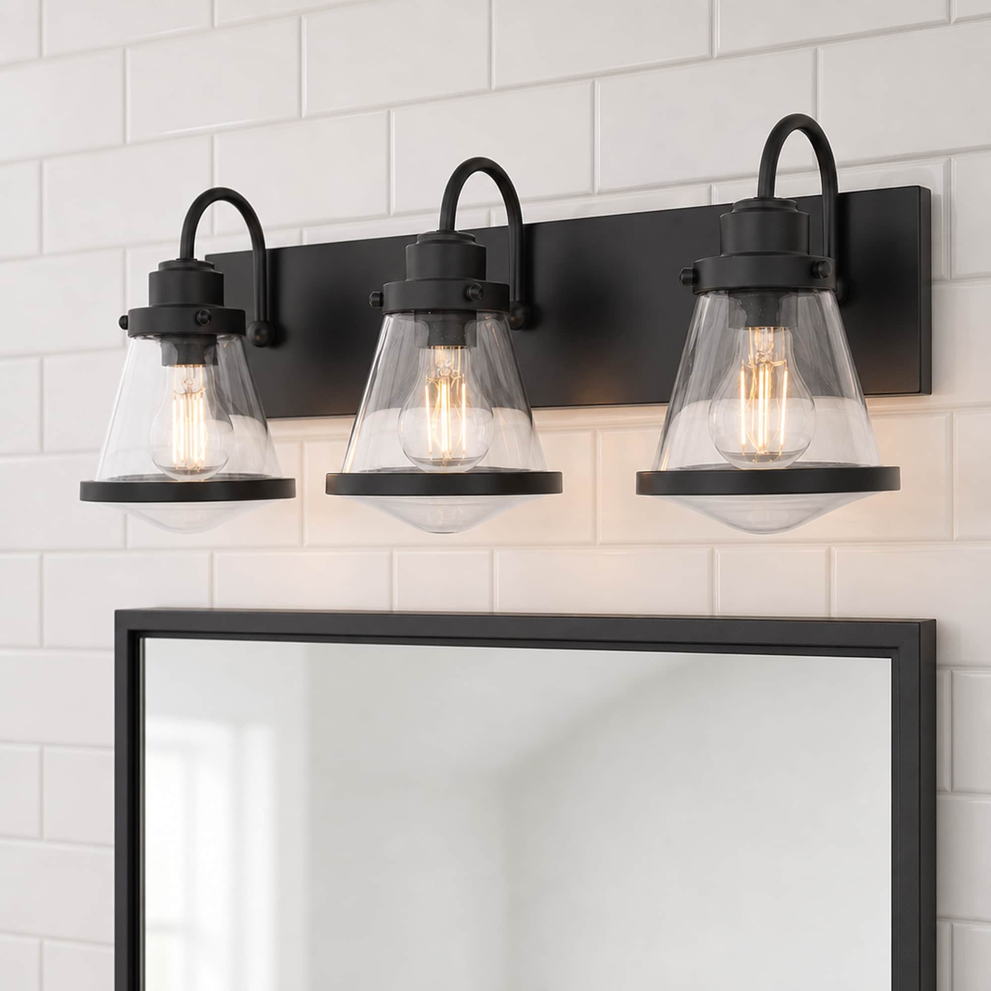 Cascadia Covington 23-in 3 Light Matte Black Transitional Bathroom Vanity light
