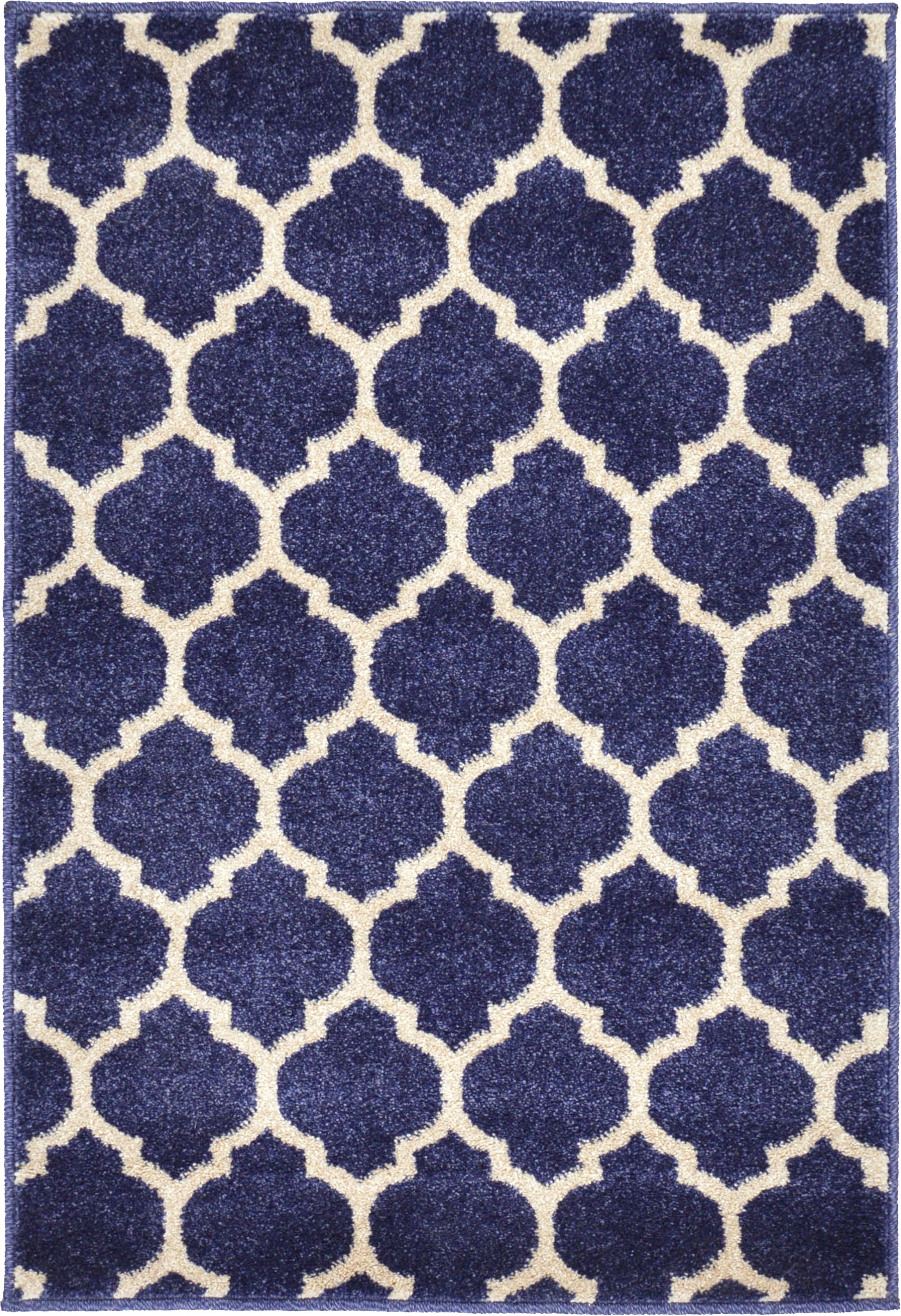Unique Loom 3128495 Philadelphia Trellis 2 x 3 (ft) Loomed Polypropylene Navy Blue/Beige Rectangular Indoor Geometric Area rug