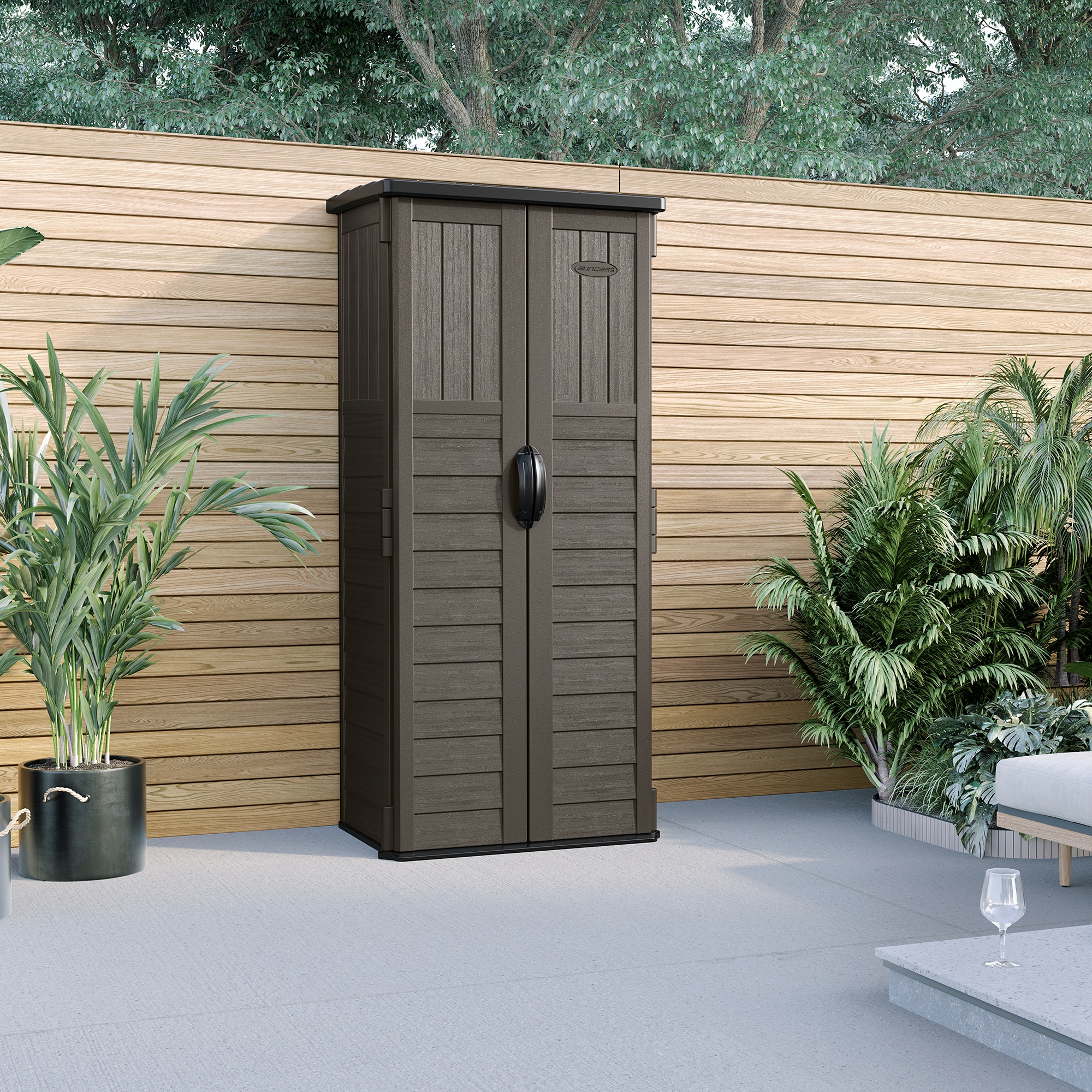 Suncast BMS1250SB 2-ft x 2-ft Small Vertical Gray Resin Storage Shed (Floor Included)
