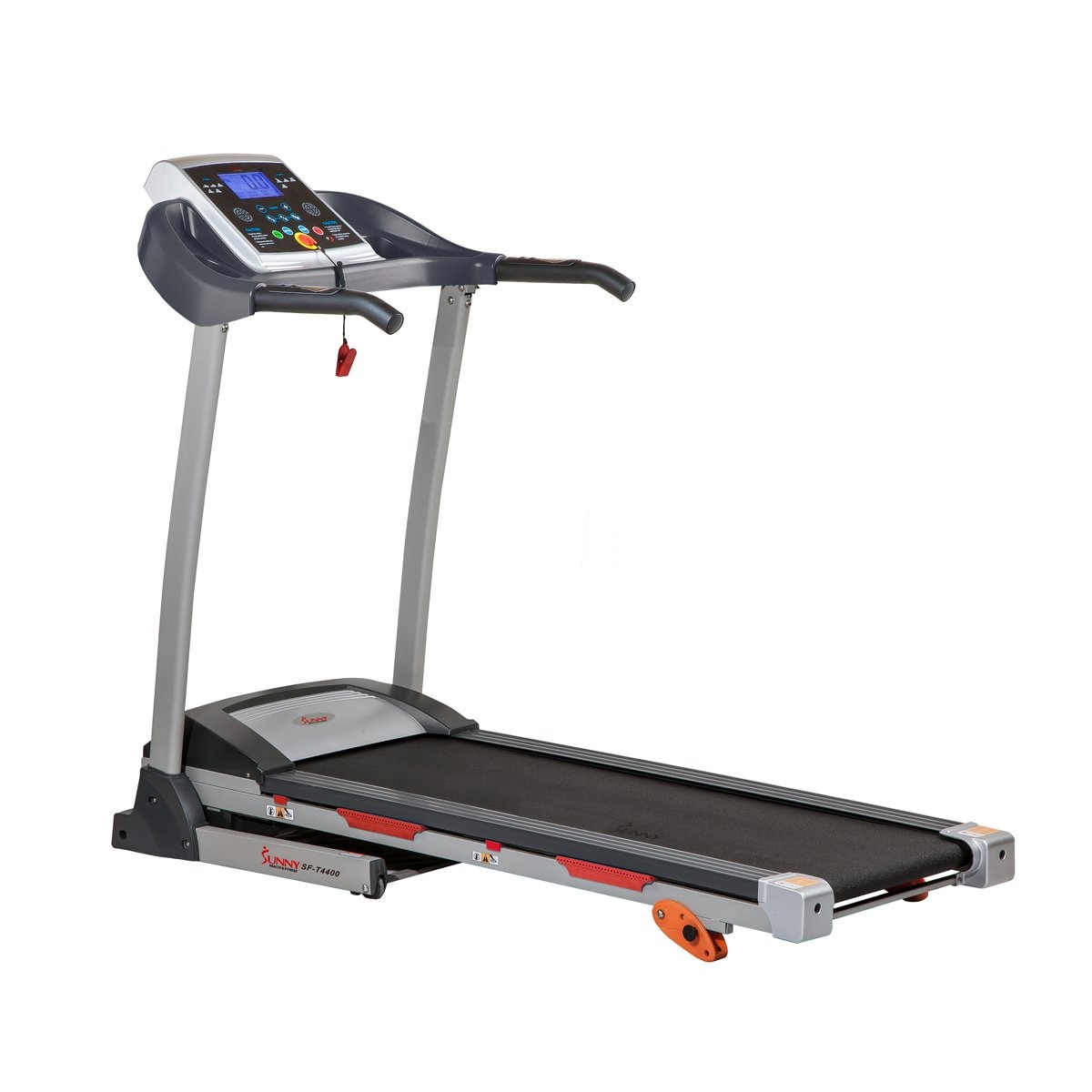 Sunny Health & Fitness Steel Frame Treadmill with Manual Incline and LCD Display | 9 MPH Speed Range | Heart Rate Monitor | Silver Finish | Foldable -  SF-T4400