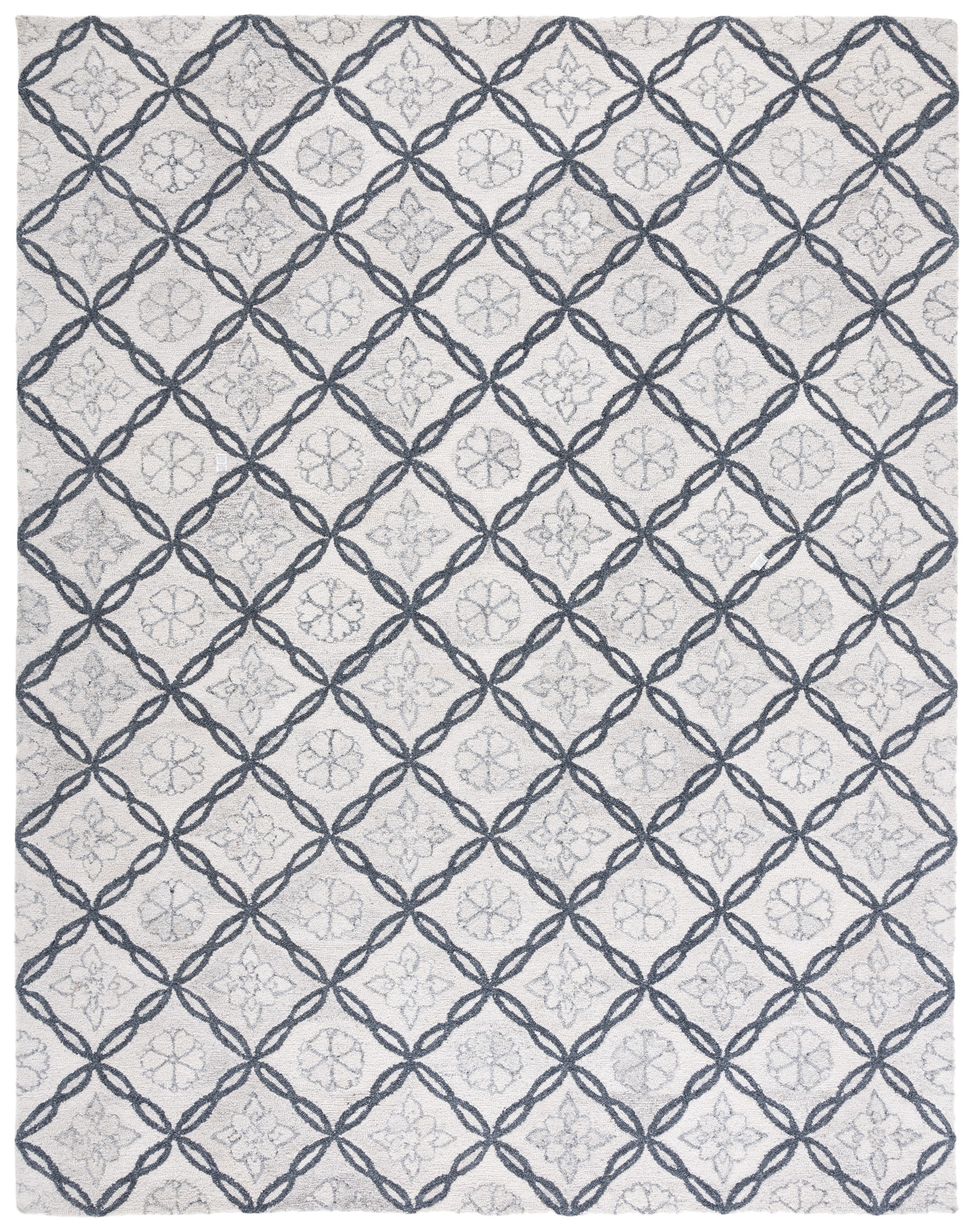 Gray and Ivory Hand-Tufted Wool Geometric 8' x 10' Area Rug