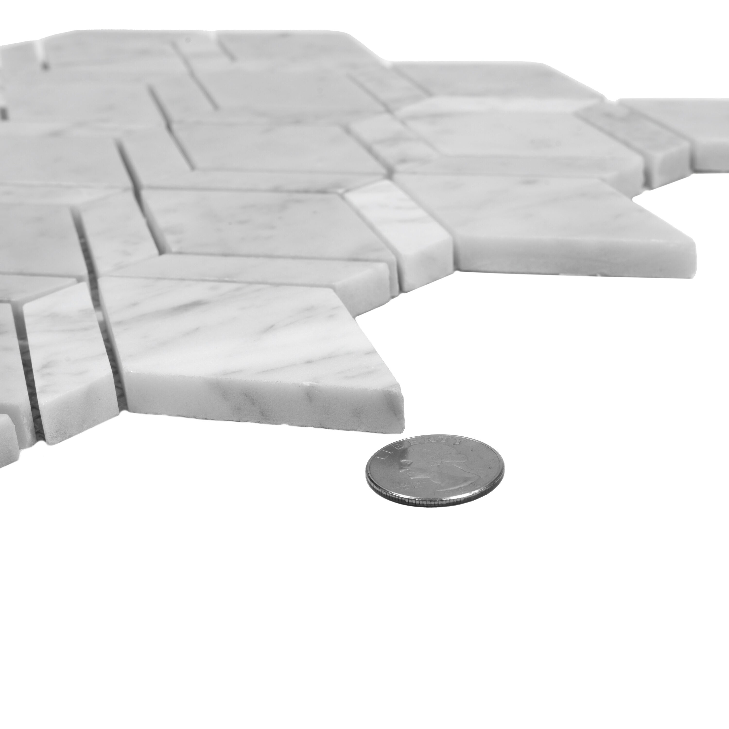 Apollo Tile (Sample) Gray 4-in x 4-in Carrara-look Marble Diamond Mosaic Floor and Wall Tile