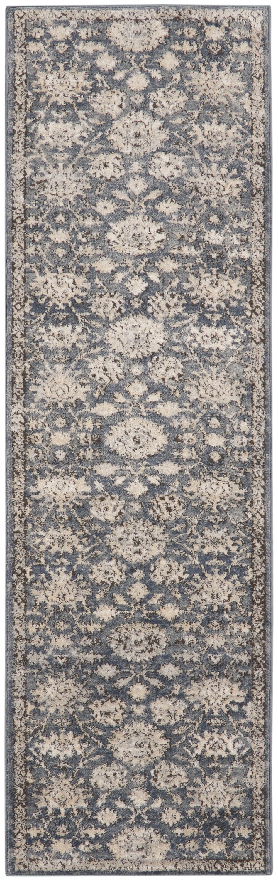 Nourison Concerto 2 x 8 Blue/Beige Indoor Floral/Botanical Runner Rug ...