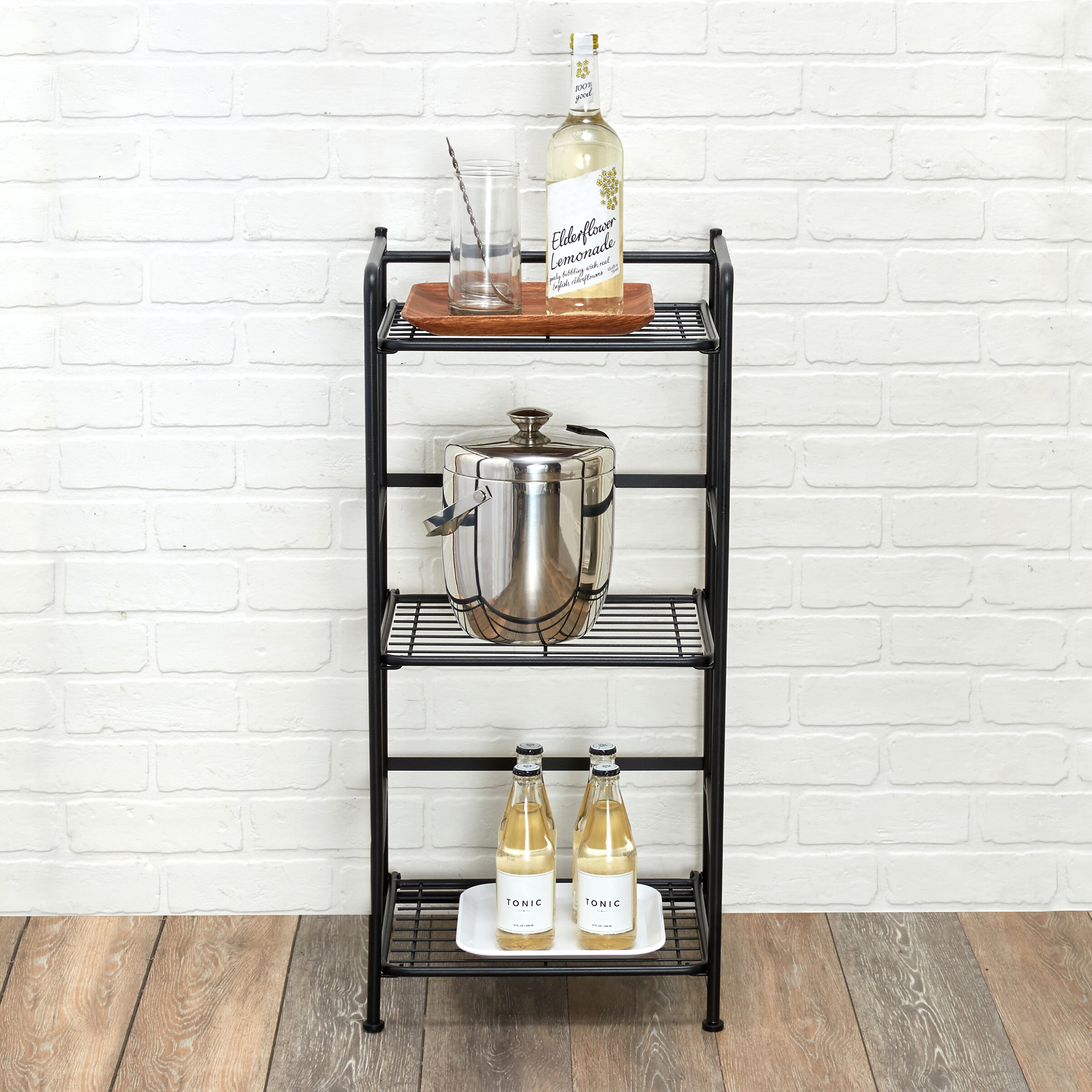 FlipShelf Black 3 Tier Metal Narrow Shelving Unit