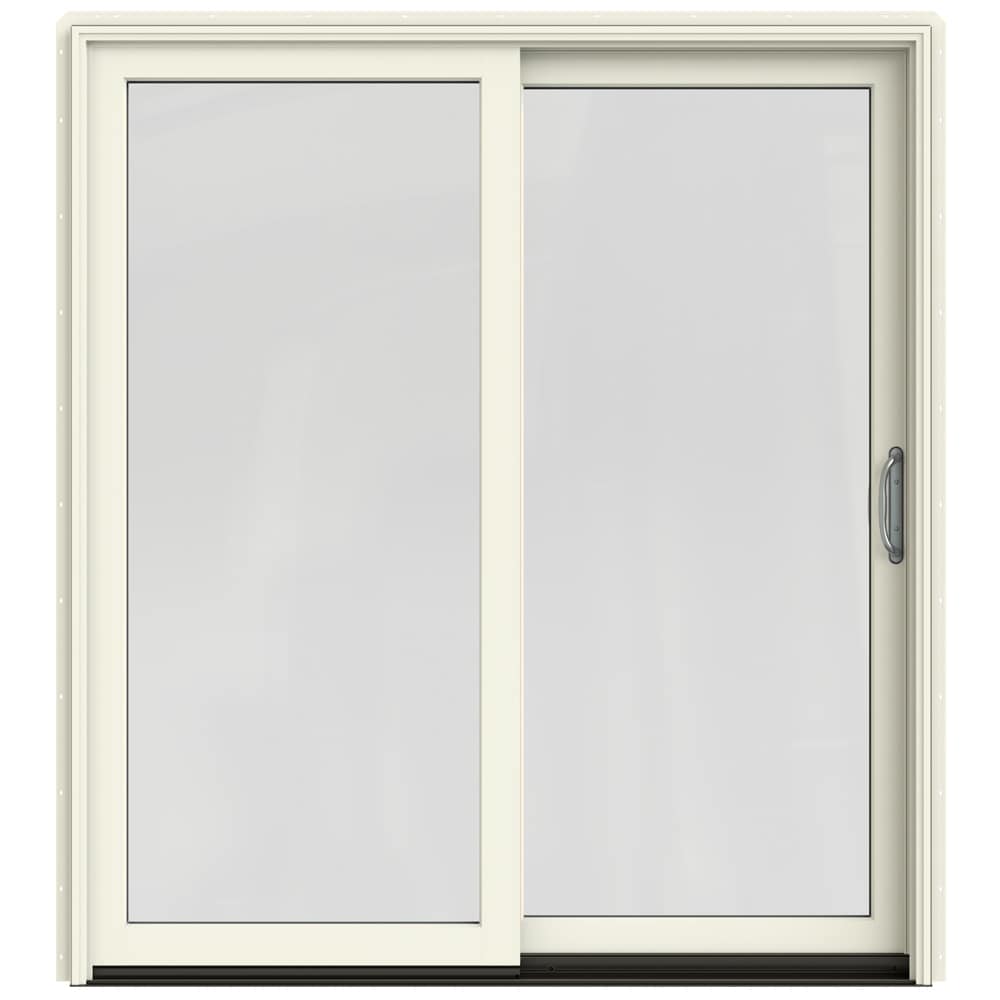 JELD-WEN 72-in x 80-in Tempered Vanilla Clad-wood Right-Hand Sliding ...